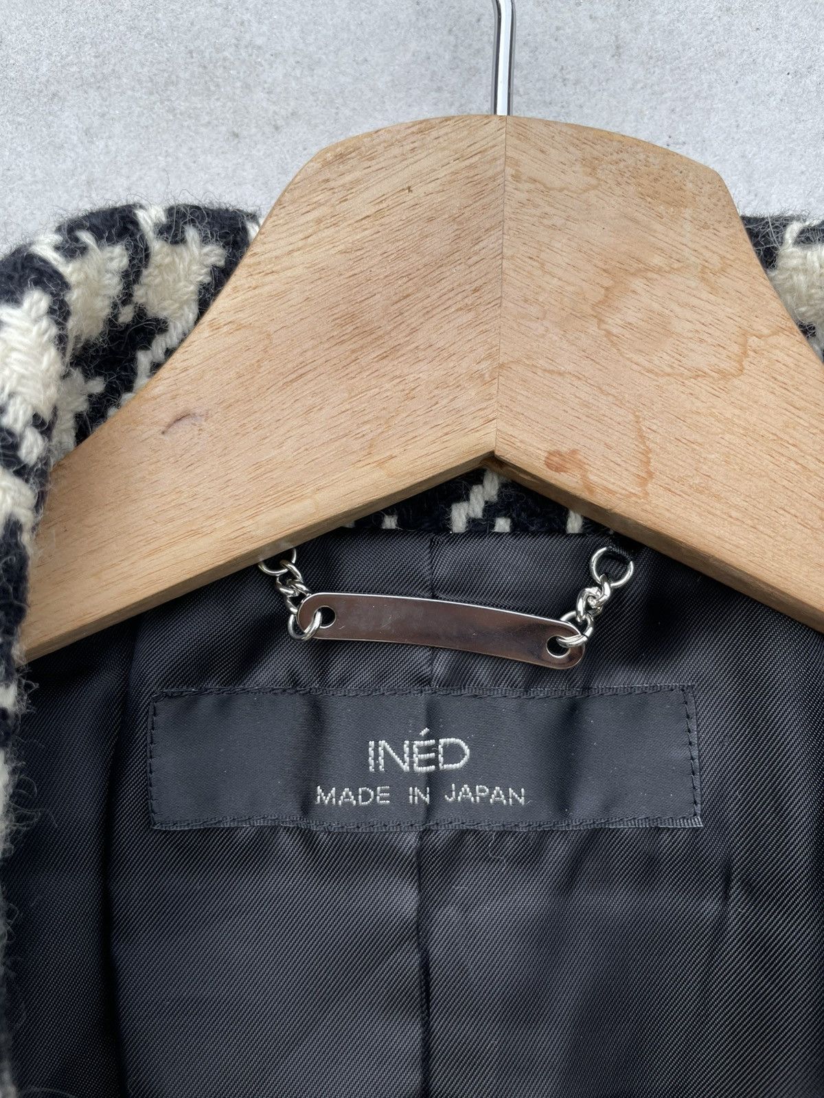 Yohji Yamamoto RARE🔥 INED by Yohji Yamamoto Houndstooth Wool Coat Jacket Size M / US 6-8 / IT 42-44 - 9 Thumbnail