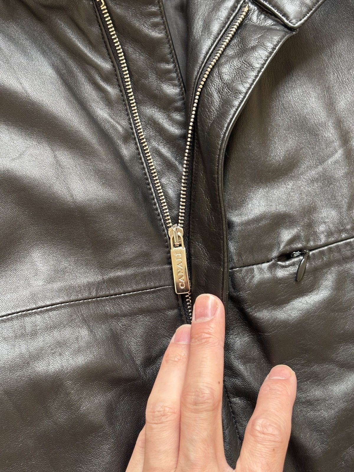 Canali Canali Black Leather Jacket Size IT50 Size US M / EU 48-50 / 2 - 5 Thumbnail