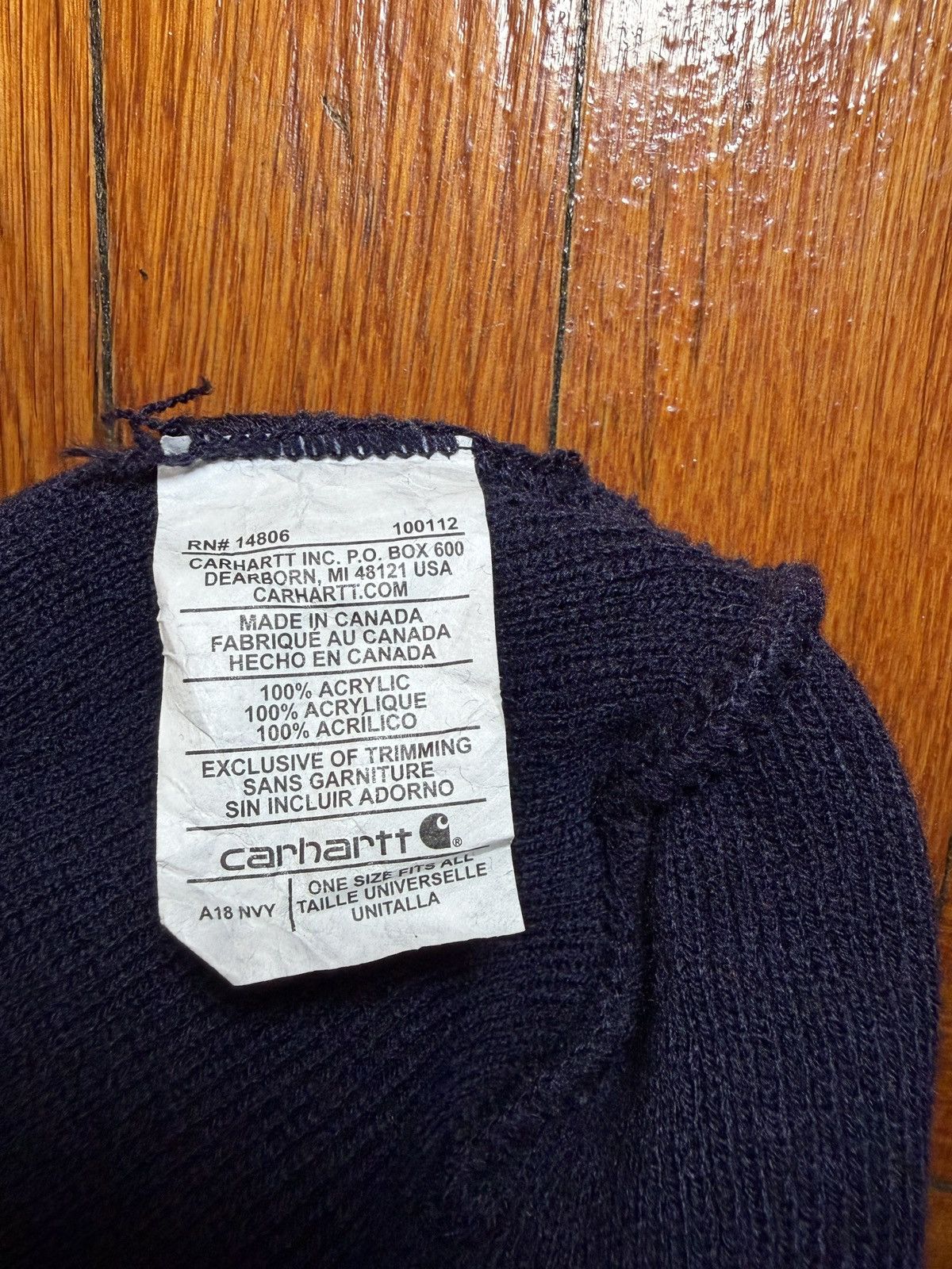 Carhartt Carhartt A18 Acrylic Knit Beanie Navy Made in Canada Size ONE SIZE - 3 Thumbnail