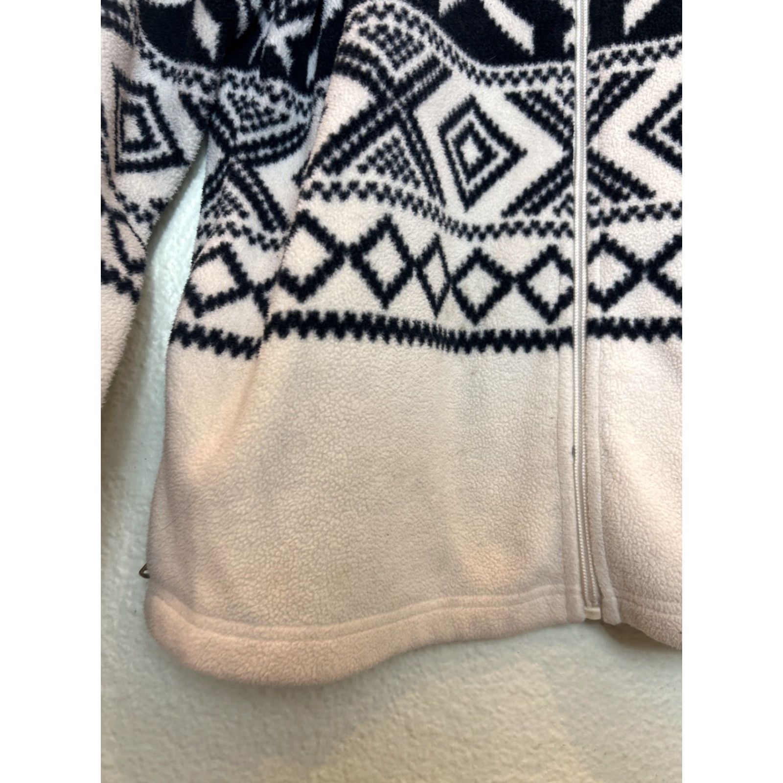 Ralph Lauren VINTAGE Y2K Lauren Ralph Lauren Women’s Large Full Zip Fleece Jacket Ivory Black L Size L / US 10 / IT 46 - 7 Thumbnail