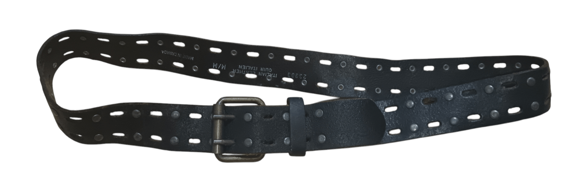 Genuine Leather × Japanese Brand CUSTOM STUDDED LEATHER BELT WITH BRASS BUCKLE Size 38 - 1 Thumbnail
