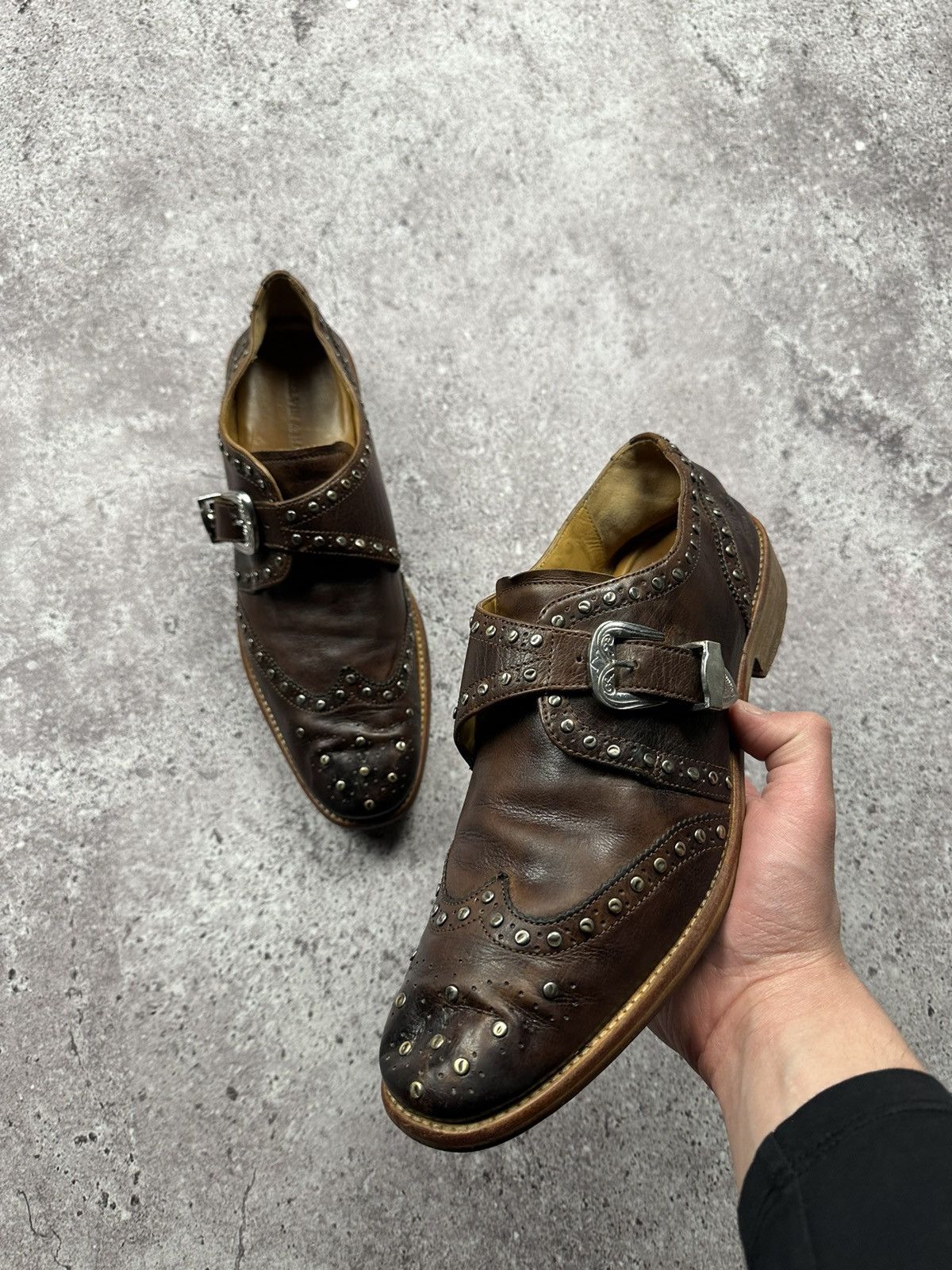 Japanese Brand Vintage Y2K Leather Shoes Japanese Style Avant Garde Metal Size US 8 / EU 41 - 3 Thumbnail