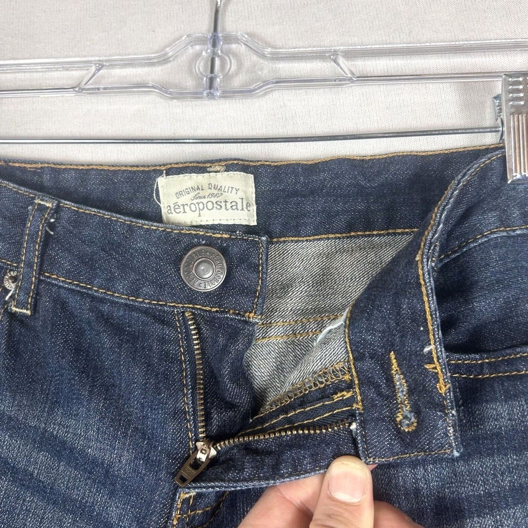 Vintage Aéropostale Bayla Skinny Jeans Blue Dark Wash Low Rise Size 4 Women's Stretch Denim 5-Pocket Size 27" / US 4 / IT 40 - 2 Thumbnail