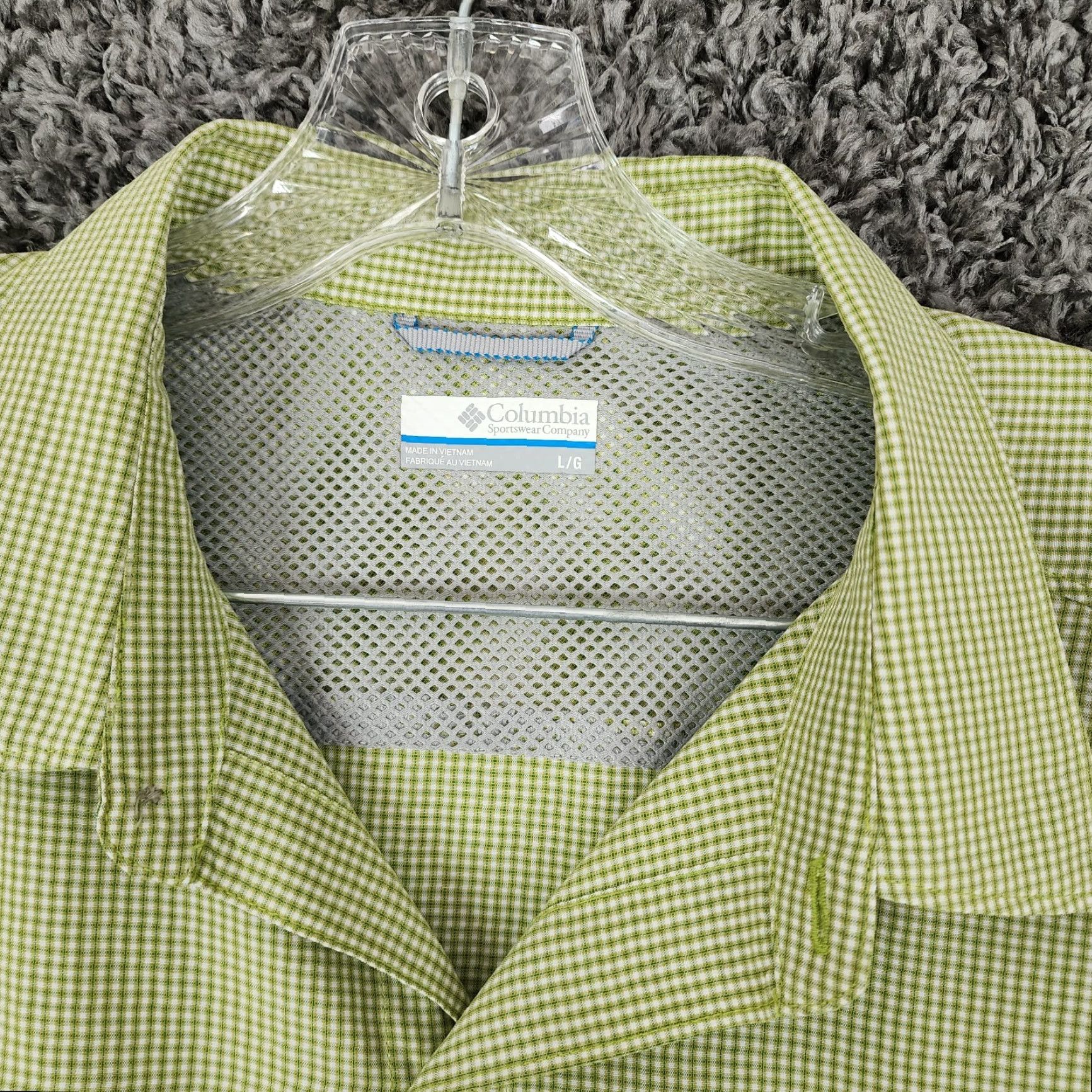 Vintage Columbia Shirt Mens Short Sleeve Button-Up Green Patterned Size L Size US 33 - 4 Thumbnail