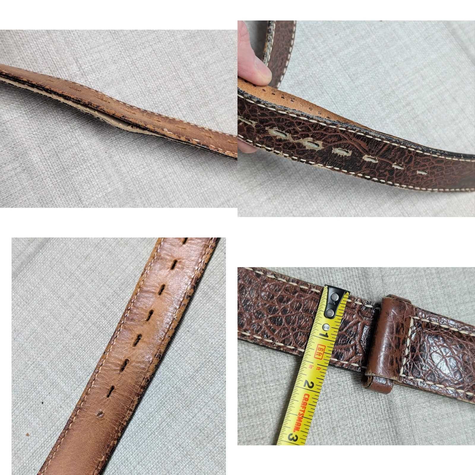 Vintage VINTAGE Justin belt Western belt 36 brown embossed sea turtle cowhide leather Mens Belt Size 36 - 10 Thumbnail