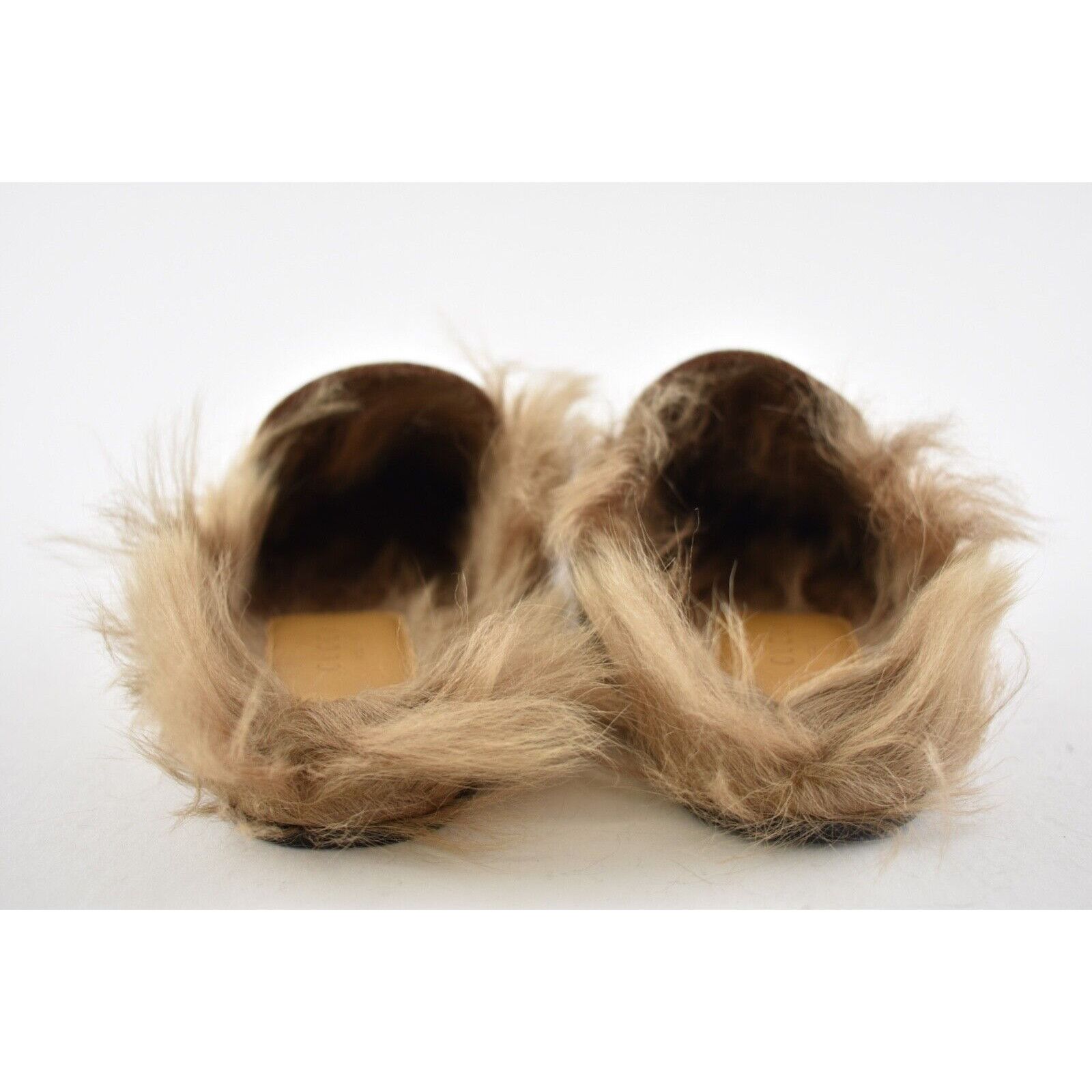 Gucci Princetown Beige Canvas Original GG Fur Loafer