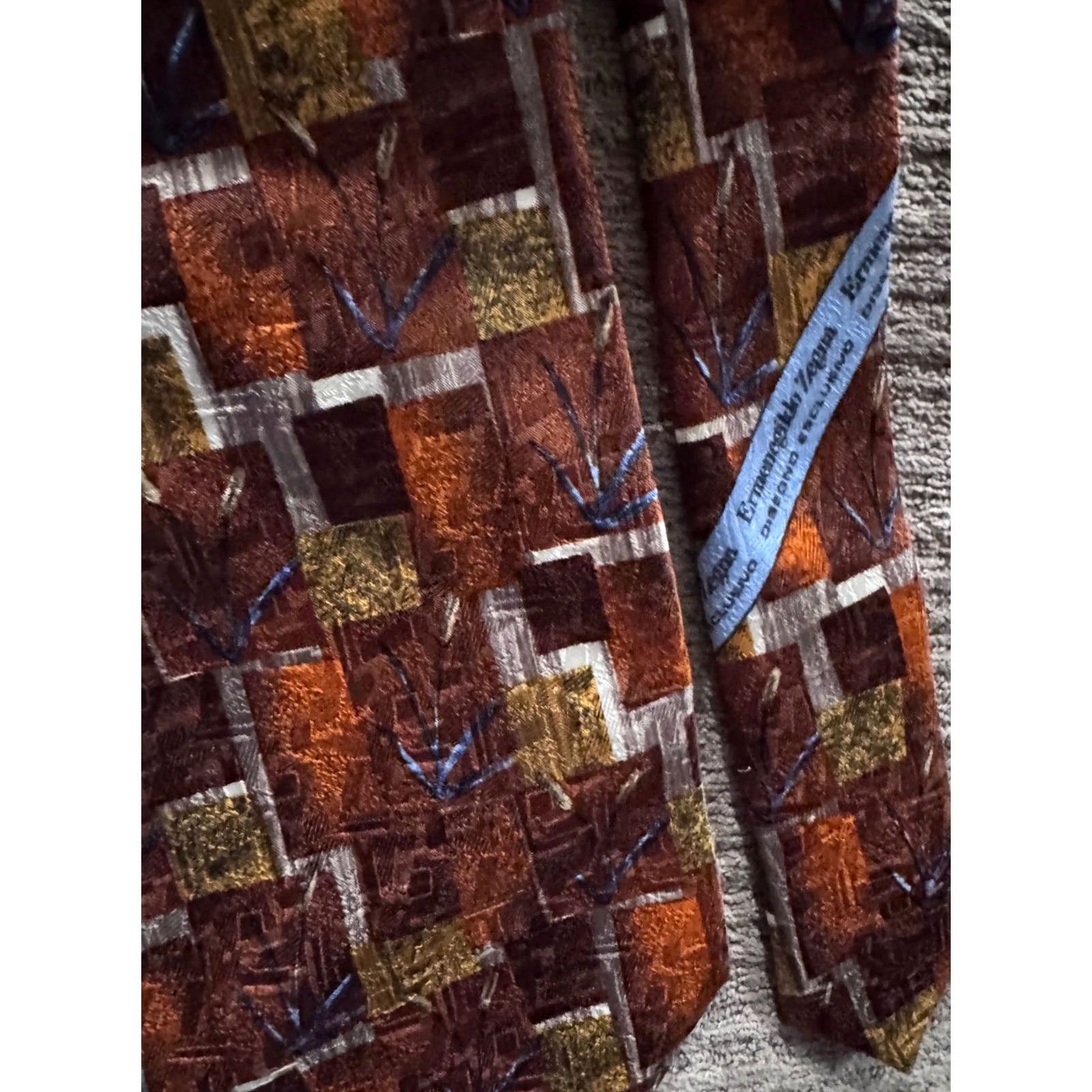 Ermenegildo Zegna Zegna Italy Fall Silk Tie Brooks Brothers Fall Diamond Pattern Silk Tie Silk Tie Mens Diamond Pattern Silk Tie Size ONE SIZE - 3 Thumbnail