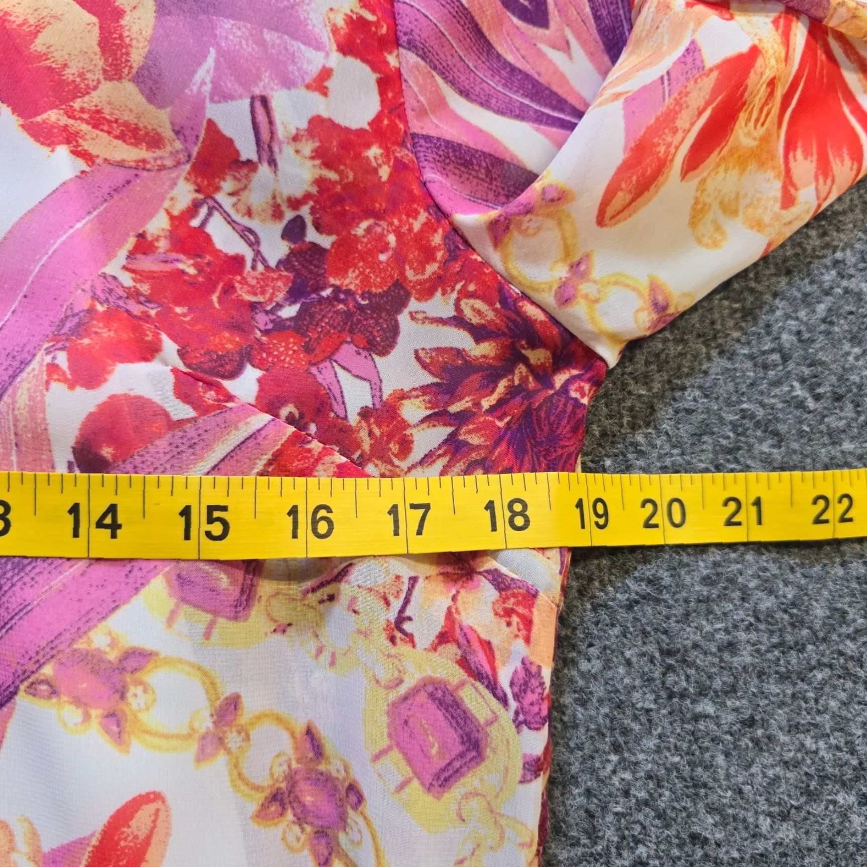 Vintage Adiva Top Womens Size S Purple Yellow Floral Abstract Sheer Tunic Casual Blouse Shirt Size S / US 4 / IT 40 - 5 Thumbnail