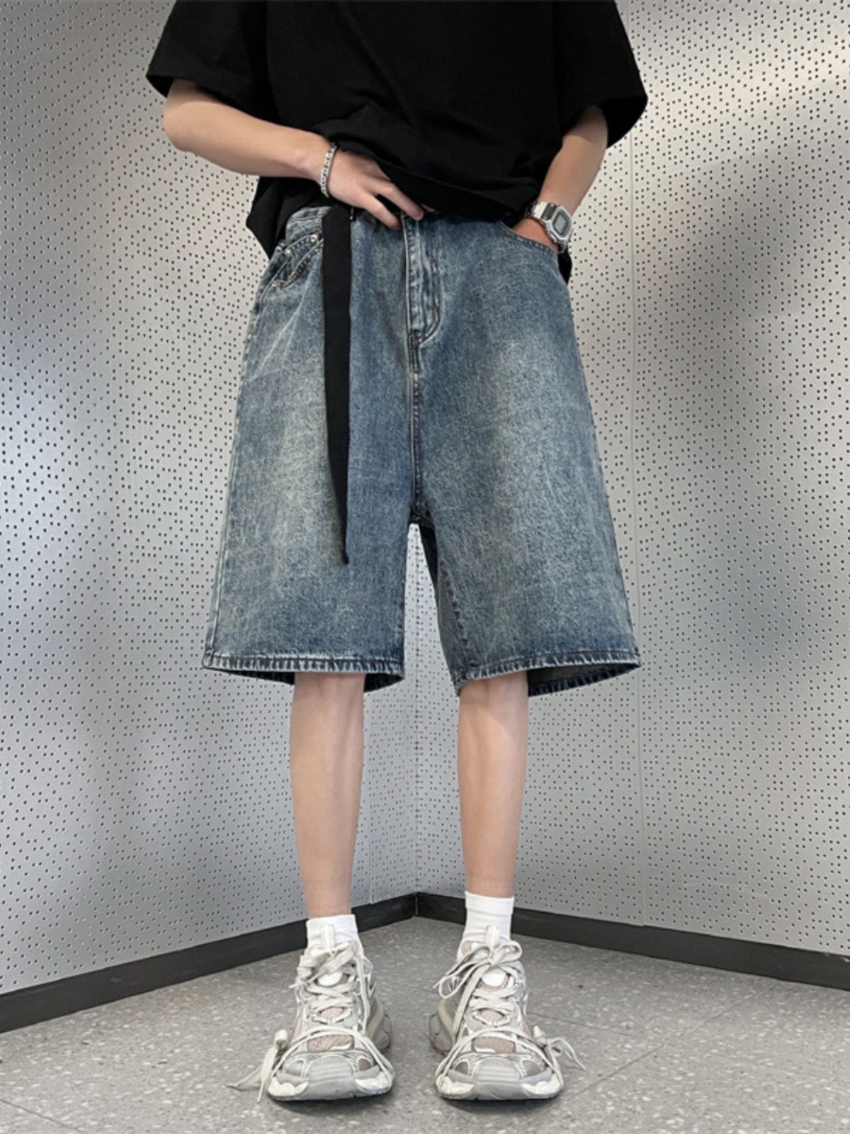 Japanese Brand × Jean Retro versatile washed straight leg denim shorts Size US 32 / EU 48 - 1 Thumbnail