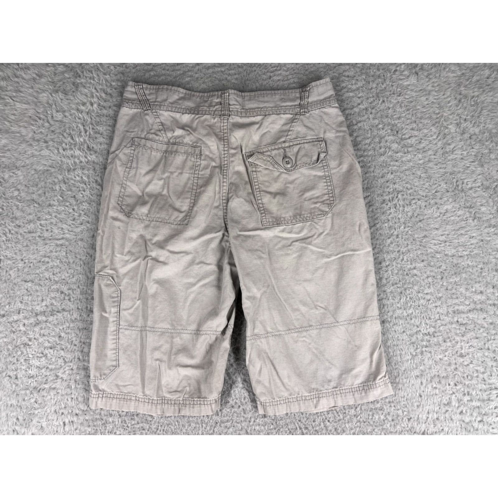 Ocean Pacific Ocean Pacific Womens Shorts Cargo Denim Gray 16 Adult Waist 29 Inseam 10 Mid Rise Pockets Beach Surf Aloha Size 29" - 2 Thumbnail