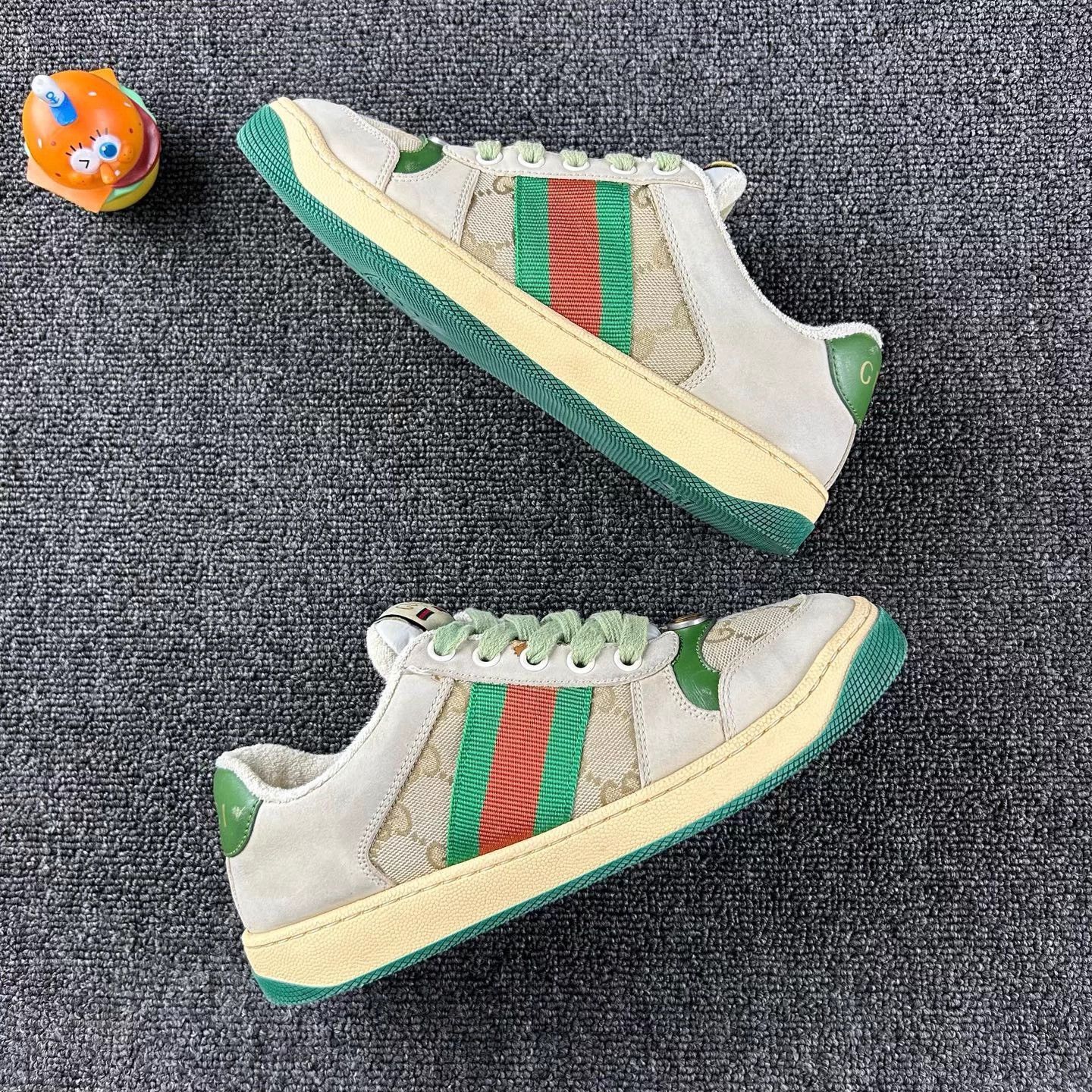 Gucci Gucci Distressed Sneaker Women's GG Green Tail Double G 36.5 Size US 5.5 / IT 35.5 - 4 Thumbnail