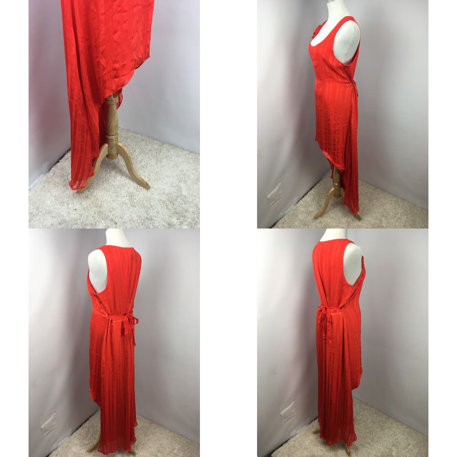Vintage VINTAGE SPIEGEL Red Dress SHEATH Waterfall Striped 16 NWT Knee-Length Sleeveless Halter Blouson Dressy Womens Mens? Size XXL / US 16-18 / IT 52-54 - 8 Thumbnail