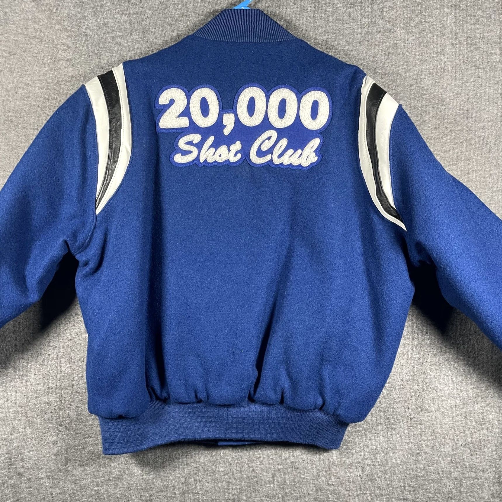 Holloway Holloway Mens Jacket L Blue Varsity 20,000 Shot Club Basketball Wool Snap Front Rib Knit Collar Cuffs Hem Size US L / EU 52-54 / 3 - 2 Thumbnail