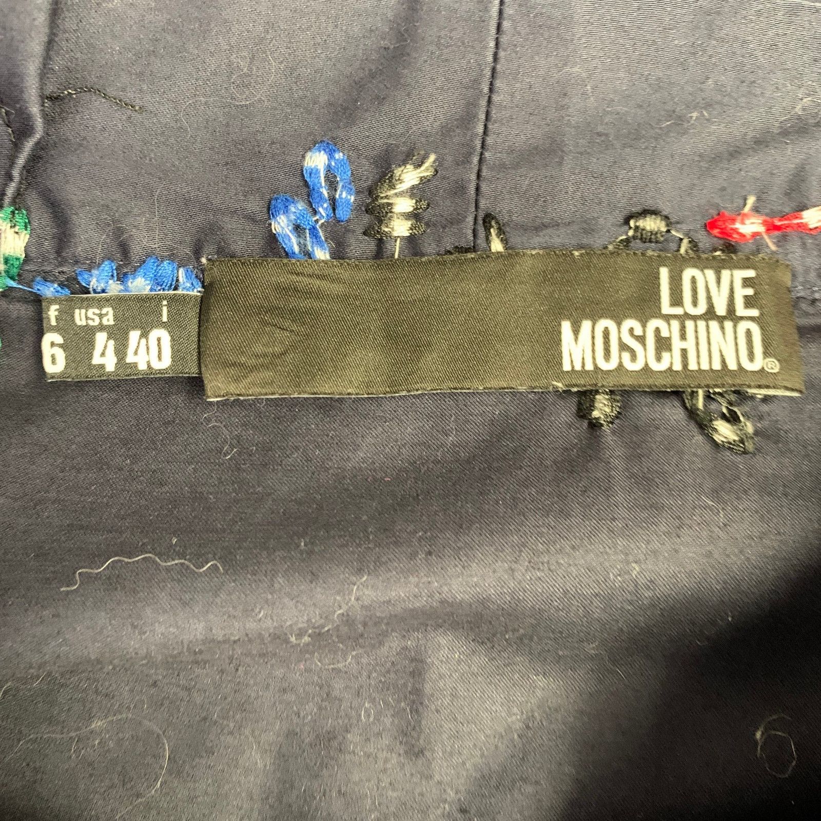 Love Moschino 4 Navy Multi Color Cotton Blend Embroidered Casual Top Size S / US 4 / IT 40 - 6 Thumbnail