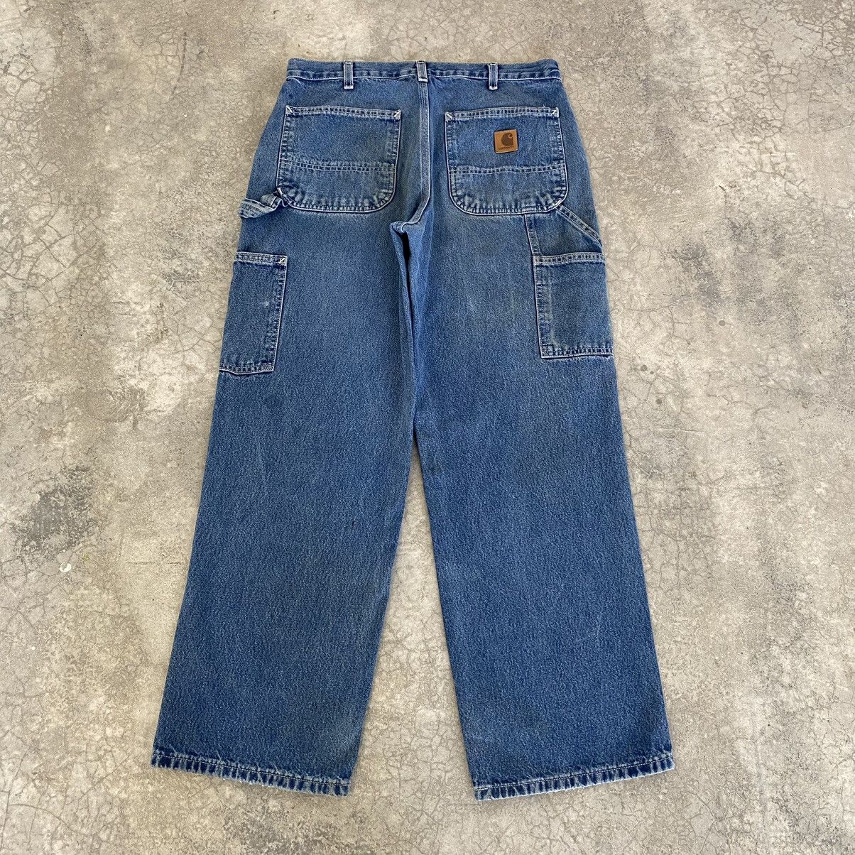 Carhartt × Vintage VTG Carhartt Medium Washed Blue Carpenter Denim Jeans Size US 32 / EU 48 - 13 Thumbnail