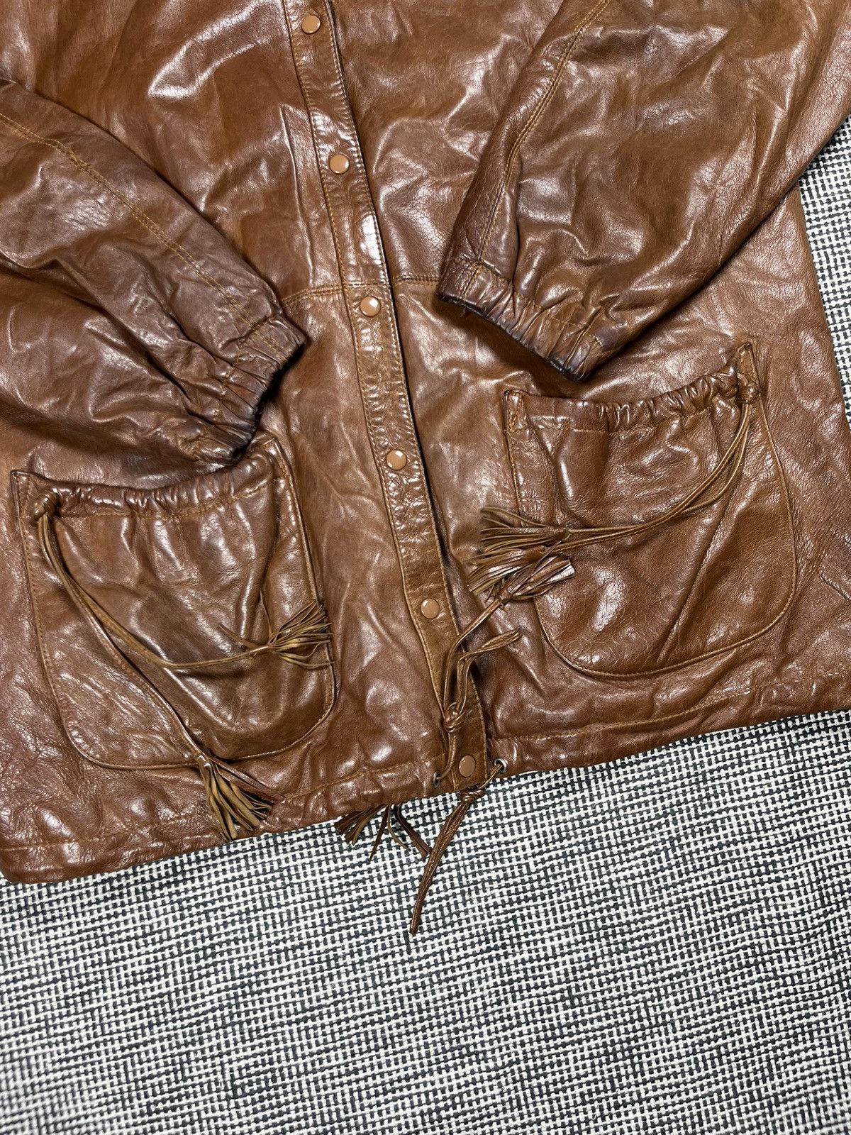 Genuine Leather Vintage genuine leather coat/parka with fringes cowboy style Size US L / EU 52-54 / 3 - 8 Thumbnail