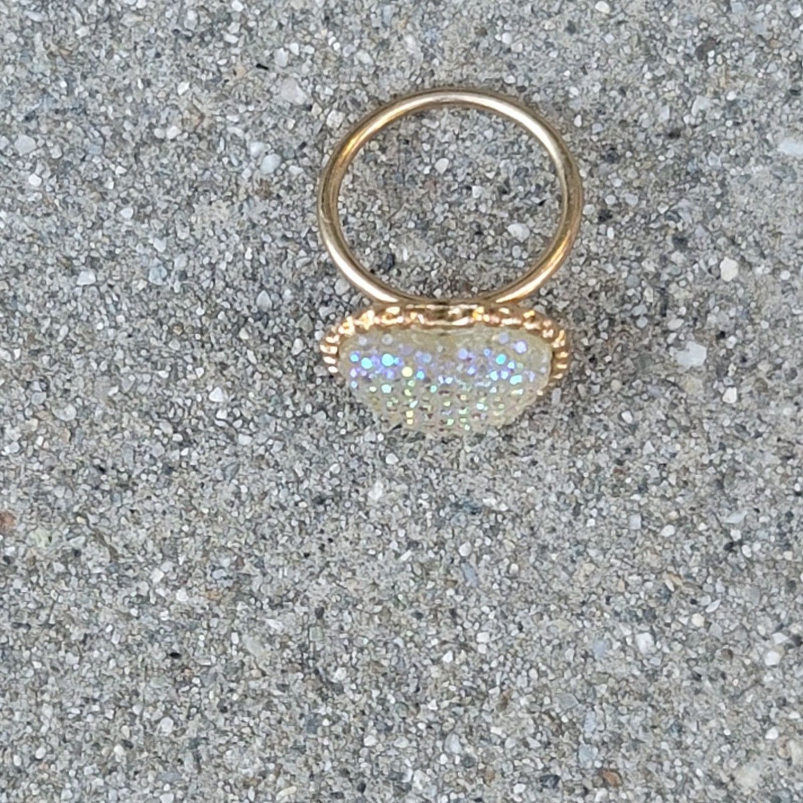 The Unbranded Brand Gold Tone Heart Shaped Rhinestone Ring Size ONE SIZE - 5 Thumbnail