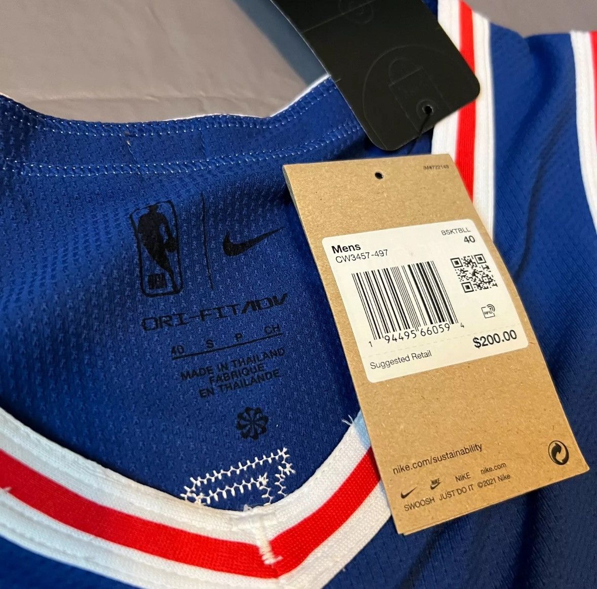 NBA × Nike Joel Embiid “21” Philadelphia 76ers Blue Jersey Size US S / EU 44-46 / 1 - 3 Thumbnail