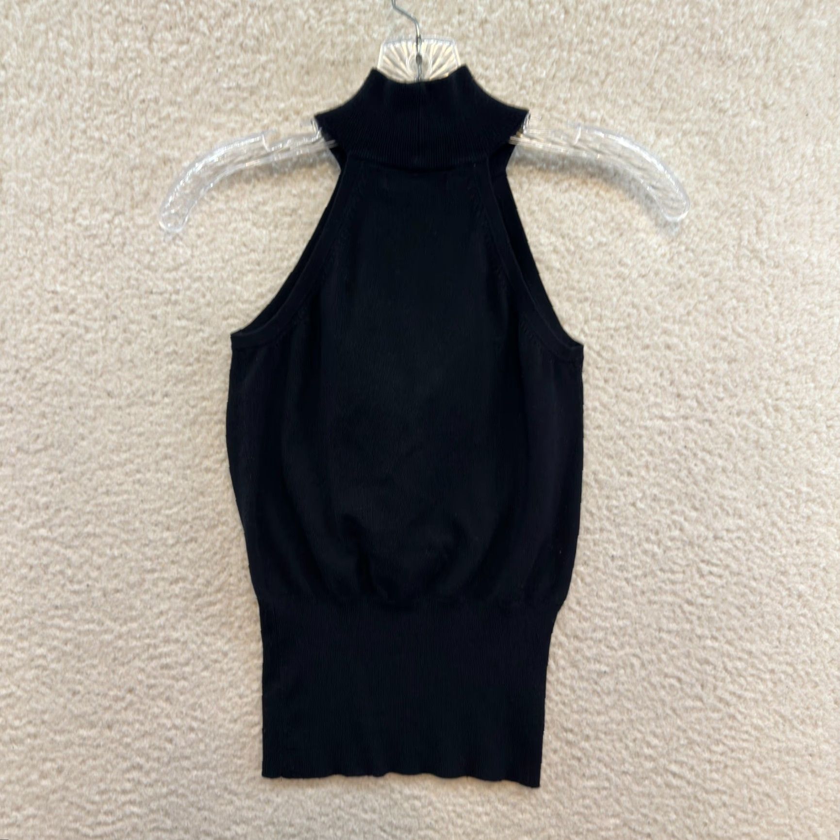 Express VINTAGE Y2K High Neck Top Small Black Knit Ruffle Sleeveless Career Office Express Shirt Women? Size S / US 4 / IT 40 - 3 Thumbnail
