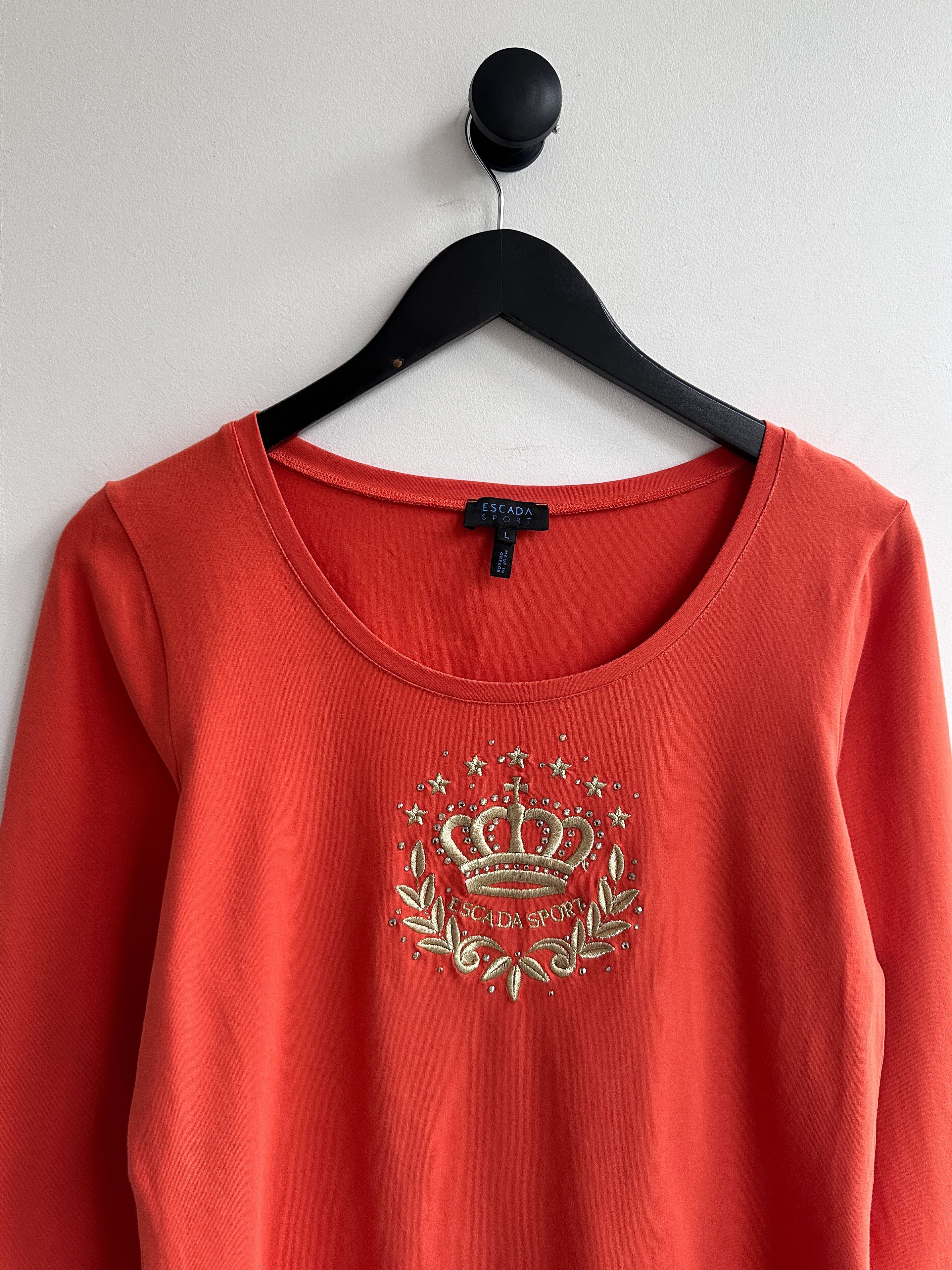 Escada × Vintage Escada Orange Longsleeve Tee Size L / US 10 / IT 46 - 2 Thumbnail