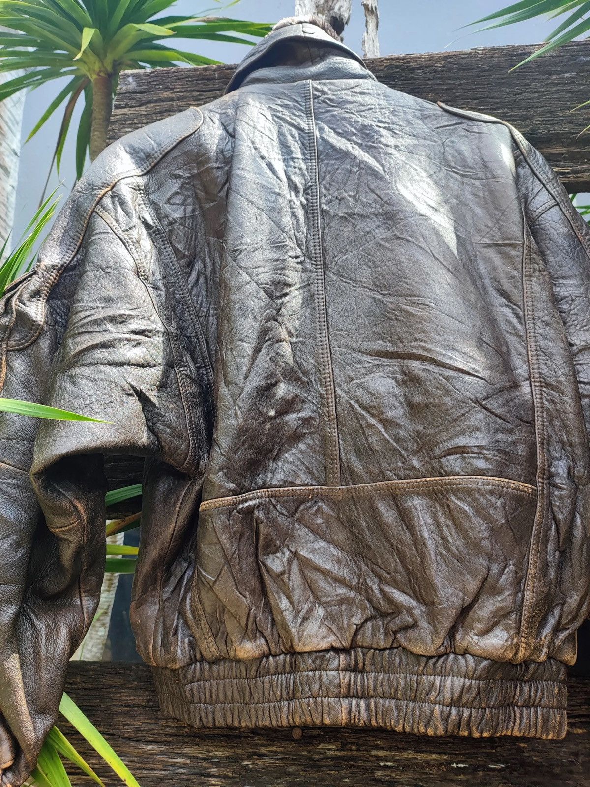 Leather Vintage Korean-Made Faux Leather Bomber Jacket Size US L / EU 52-54 / 3 - 8 Thumbnail