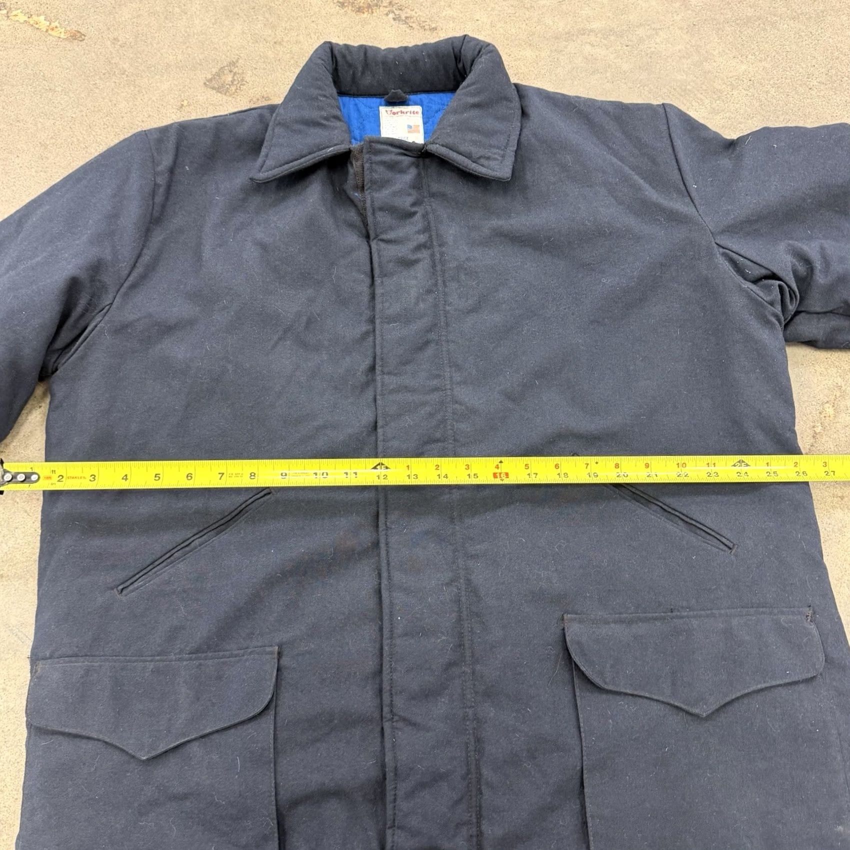 Vintage VINTAGE Workrite Jacket Coat Mens Large Navy Blue Black Zip Snap Front Distressed USA Mens Jacket Size US L / EU 52-54 / 3 - 6 Thumbnail