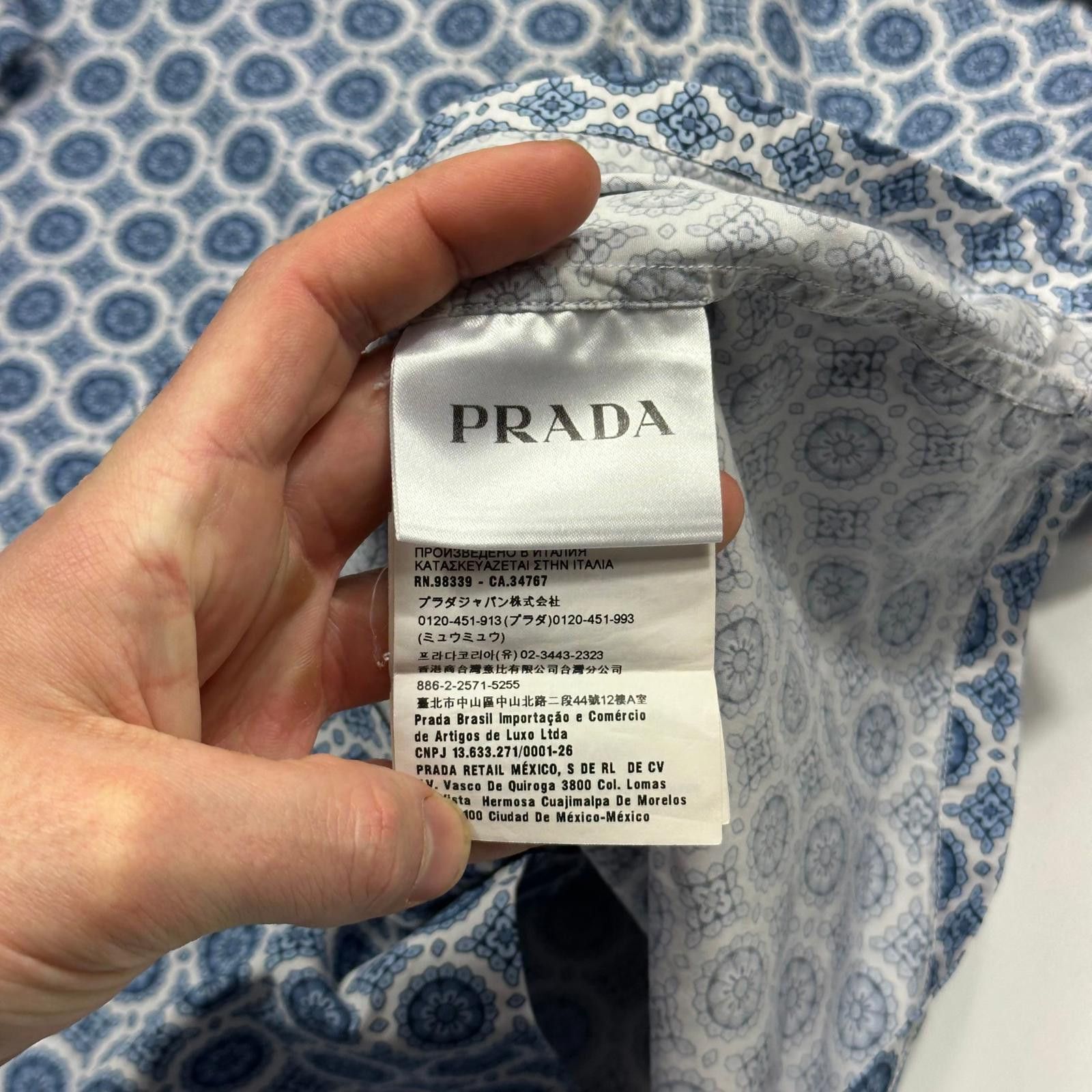 Prada Prada 2020 Persian Geometric Print Boxy Cotton Logo Shirt ML Size US M / EU 48-50 / 2 - 6 Thumbnail