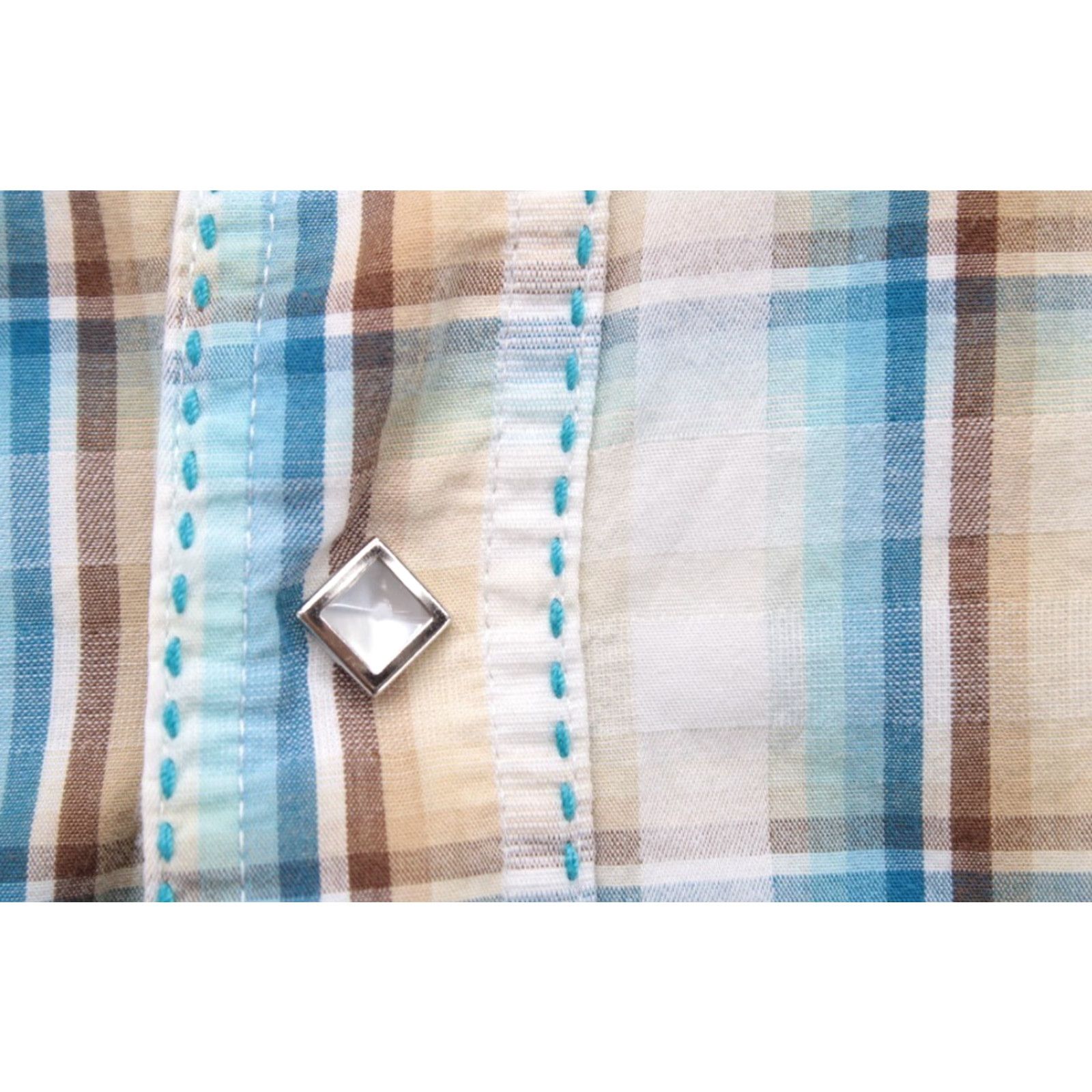 Wrangler VINTAGE Wrangler Western Shirt Men's M Thick Stitch Pearl Snap Diamond Shape Blue Plaid Size US M / EU 48-50 / 2 - 6 Thumbnail