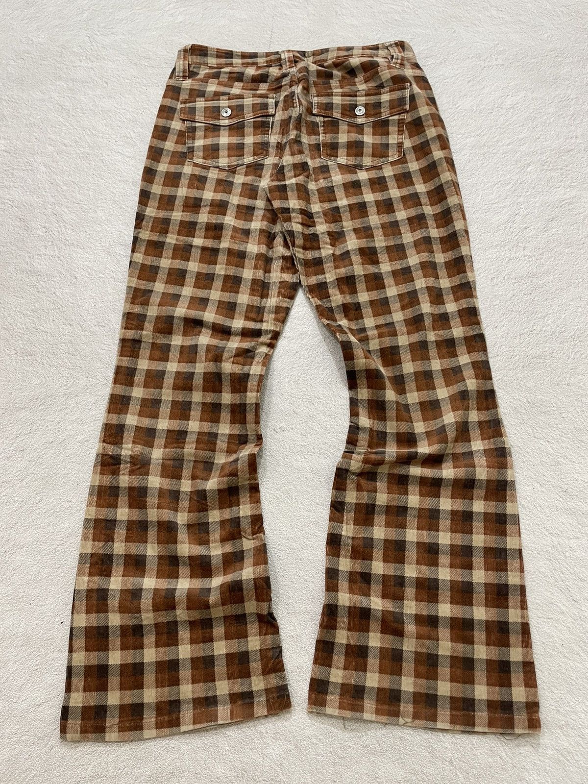 Beams Japan 2000s Sasson Japanese Pants Plaid Corduroy Y2K LGB Flare Size 28" / US 6 / IT 42 - 5 Thumbnail