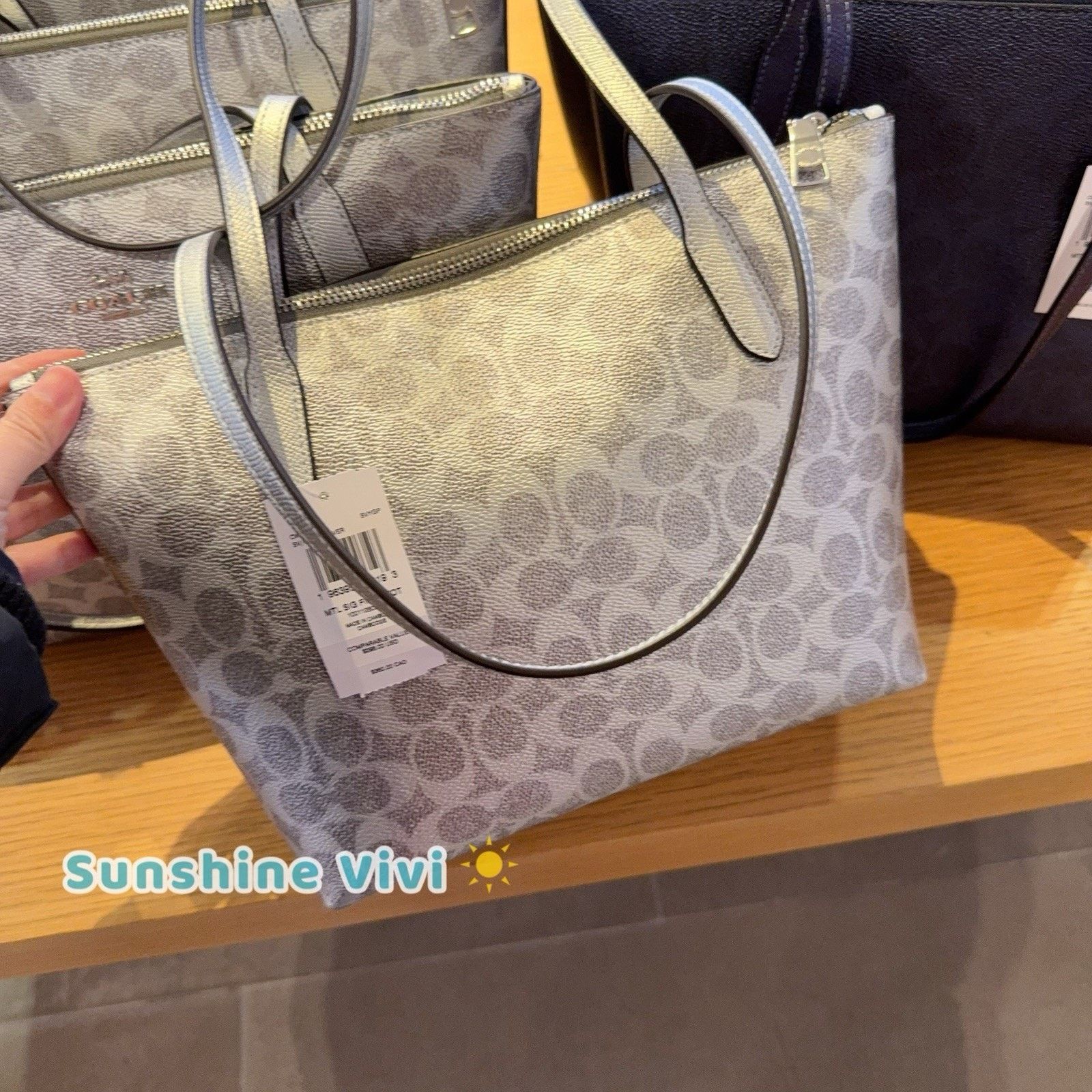 Coach NWT COACH Fiona Zip Tote Bag Canvas CW396, Gray/Silver Size ONE SIZE - 3 Thumbnail