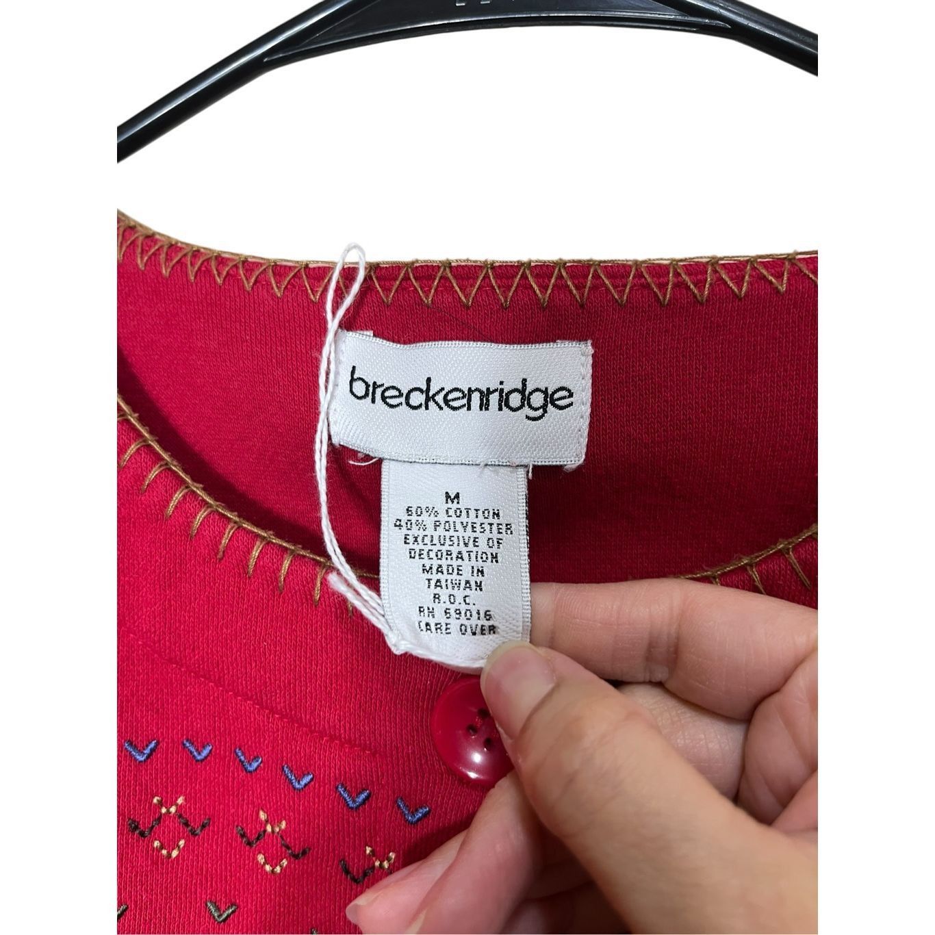 Other Breckenridge Sweater Cardigan Red Brown Bear Embroidered Gol Size M / US 6-8 / IT 42-44 - 5 Thumbnail