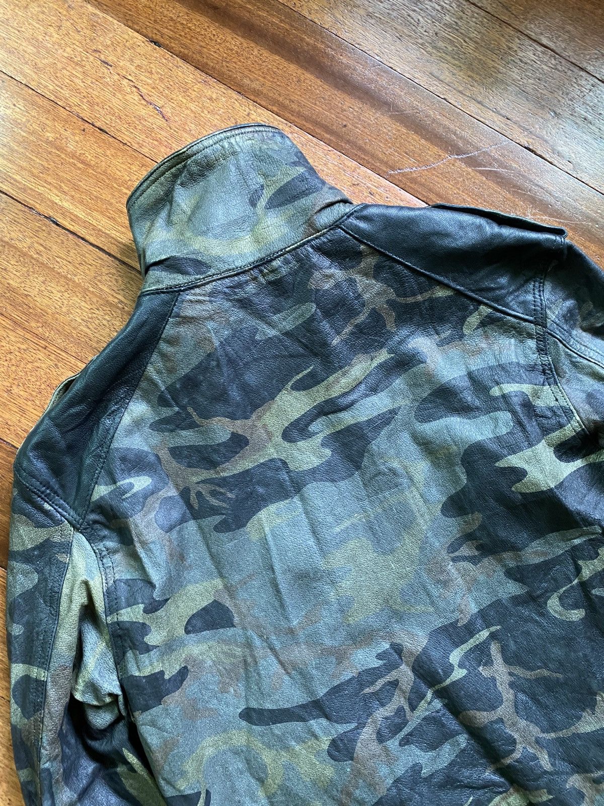 Isamu Katayama Backlash Isamu Katayama- Camou Bomber Biker Leather Jacket Size US S / EU 44-46 / 1 - 5 Thumbnail