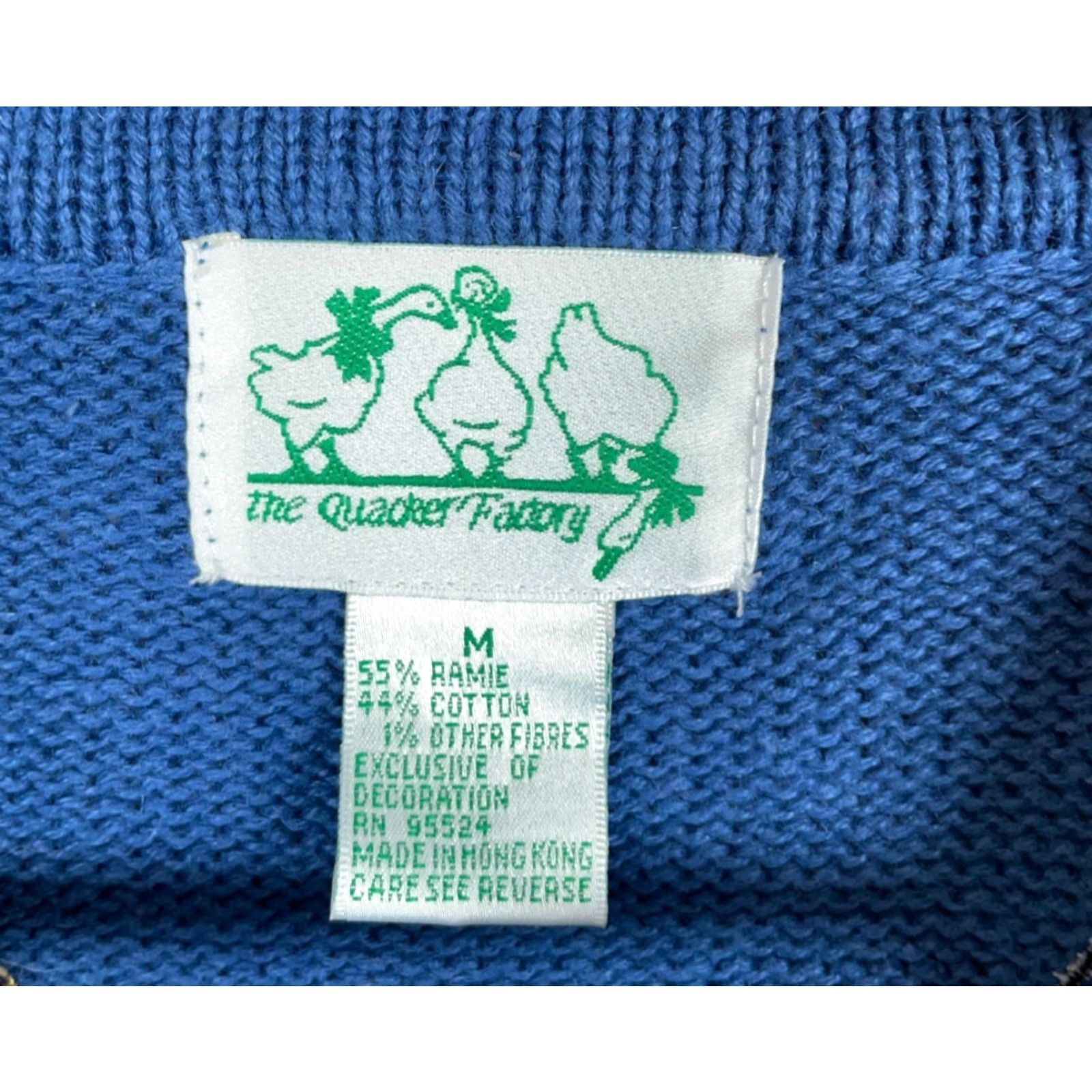Quacker Factory VINTAGE Quacker Factory Cardigan Womens Medium Blue Angel Plants Grandma Sweater Size M / US 6-8 / IT 42-44 - 3 Thumbnail