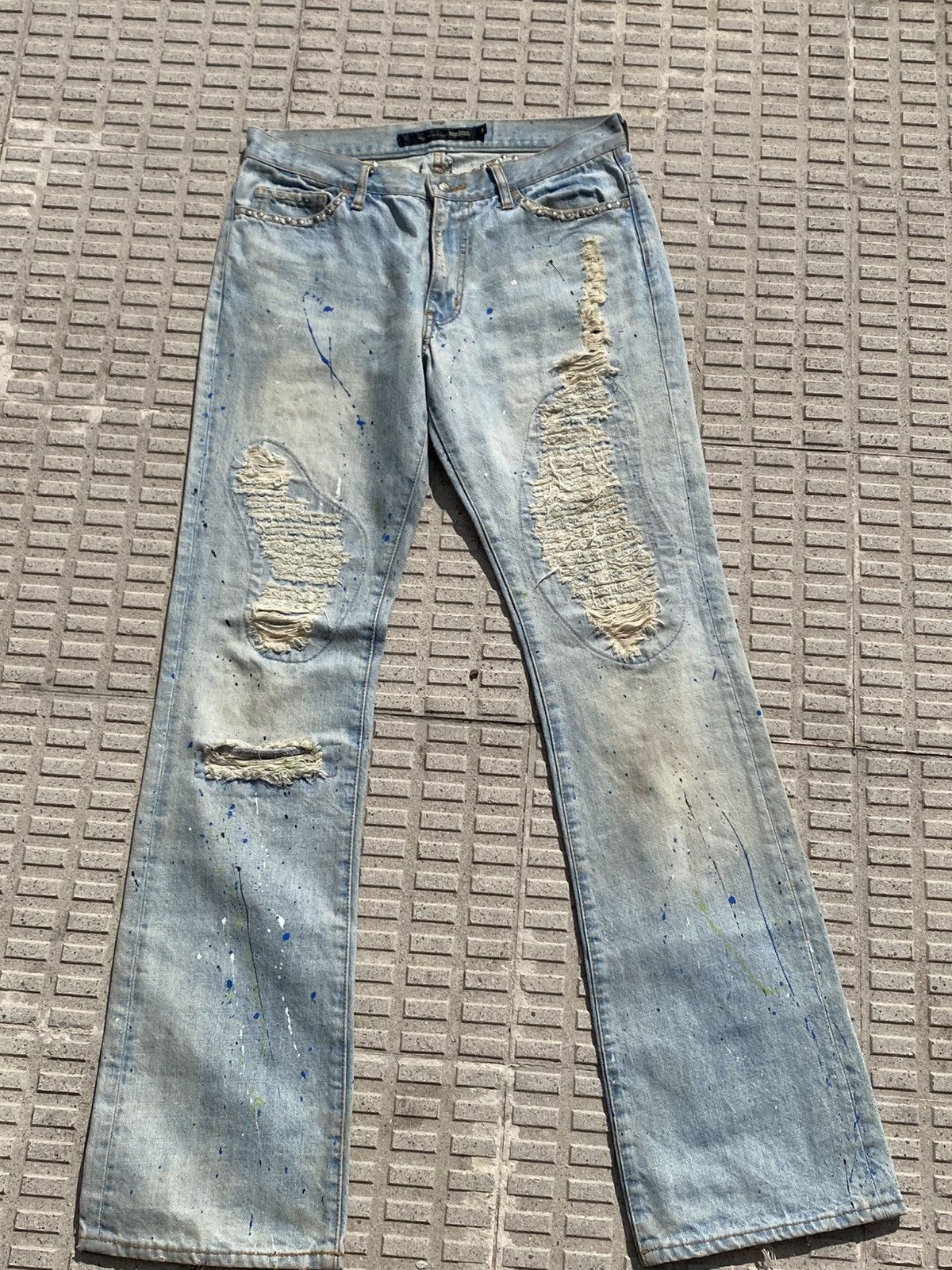 Schlussel Schlussel distressed arts and crafts straight painter denim Size US 30 / EU 46 - 2 Thumbnail
