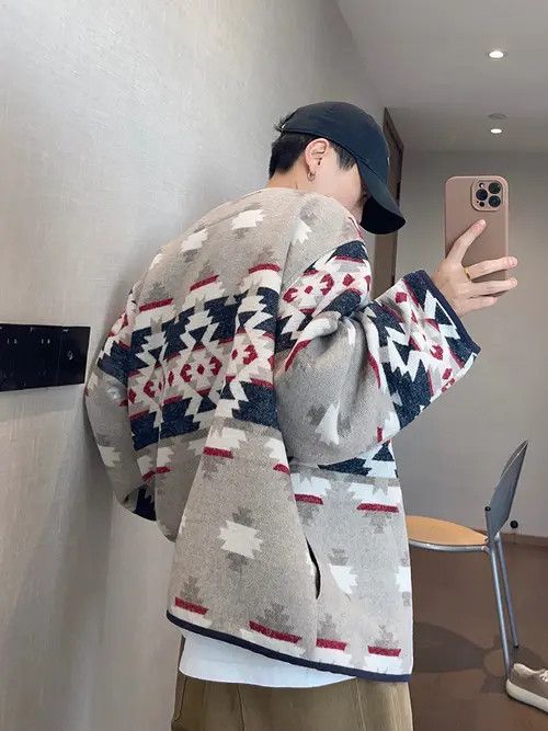 VIBE Aztec Tribal Patterned Knit Cardigan Sweater Size US M / EU 48-50 / 2 - 2 Thumbnail
