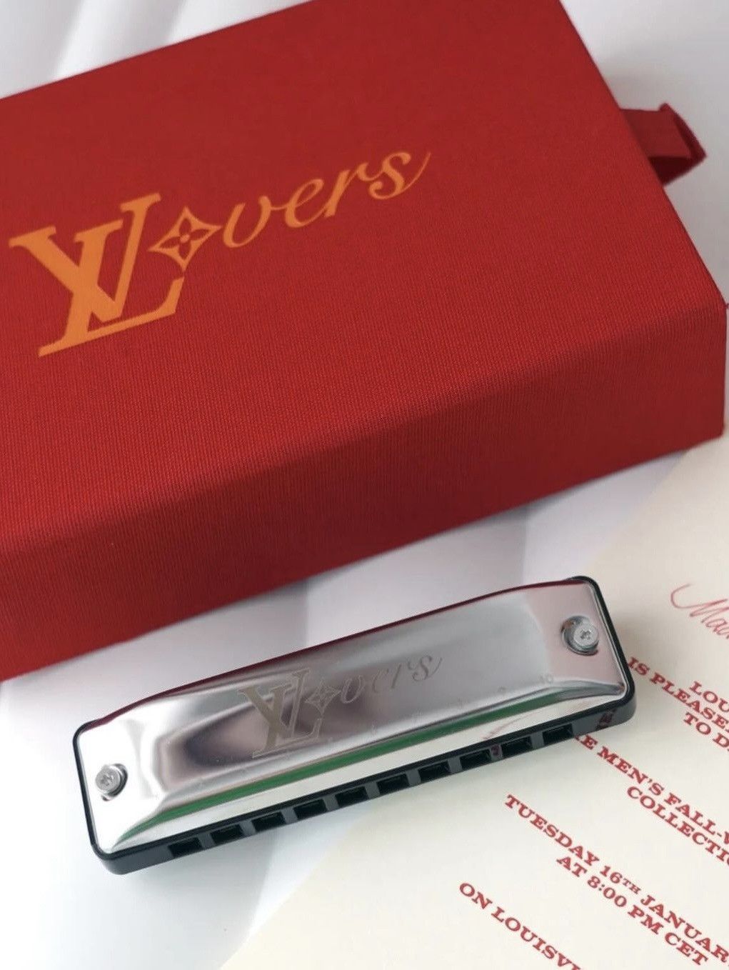 image of Louis Vuitton Pharrell Harmonica 2024 Show Invitation in Silver, Men's