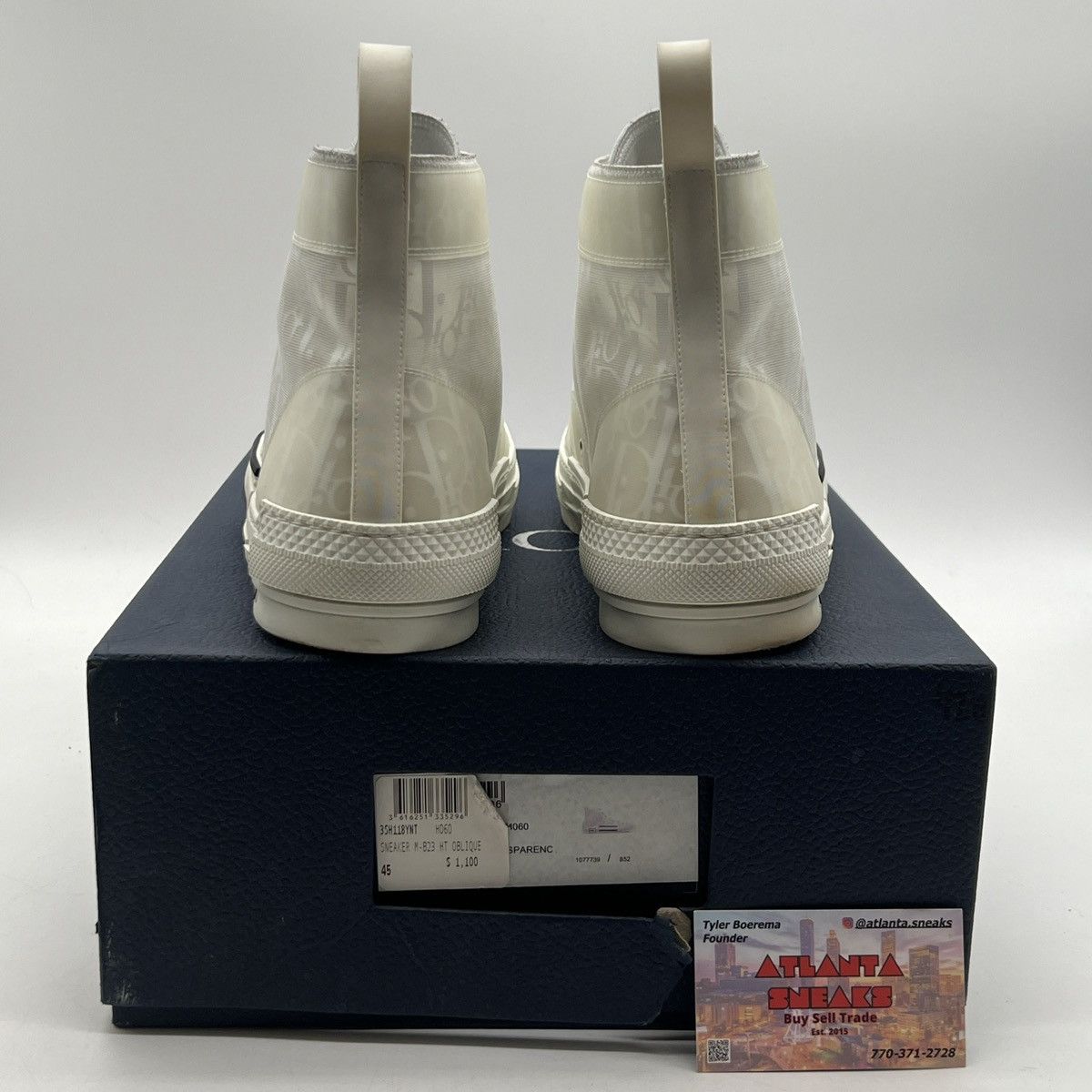 Dior Dior b23 high Dior oblique white Size US 12 / EU 45 - 3 Thumbnail