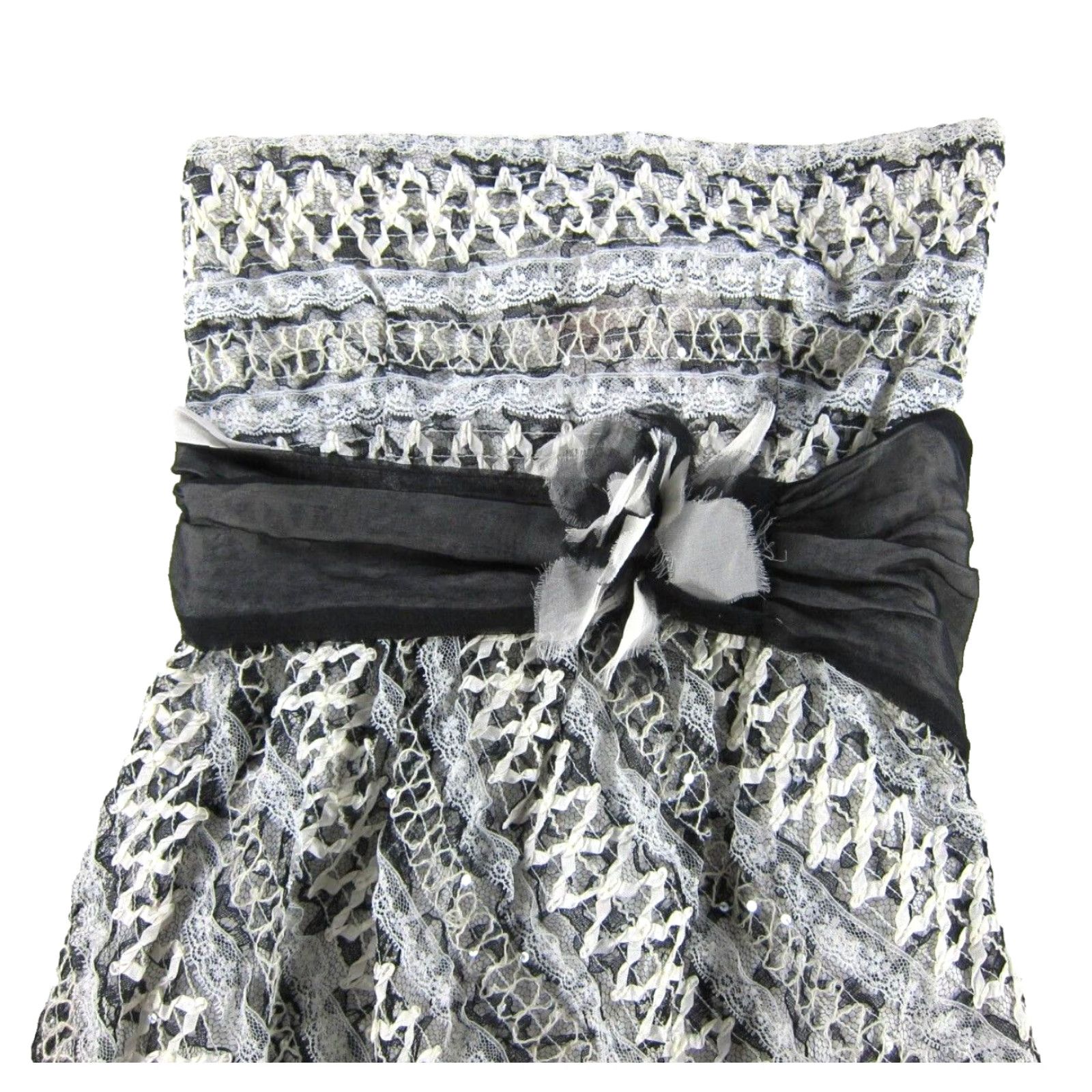 Vintage NWT Cynthia Steffe Black Ivory Lace Strapless Sheath Party Formal Prom Dress 6 Size M / US 6-8 / IT 42-44 - 3 Thumbnail