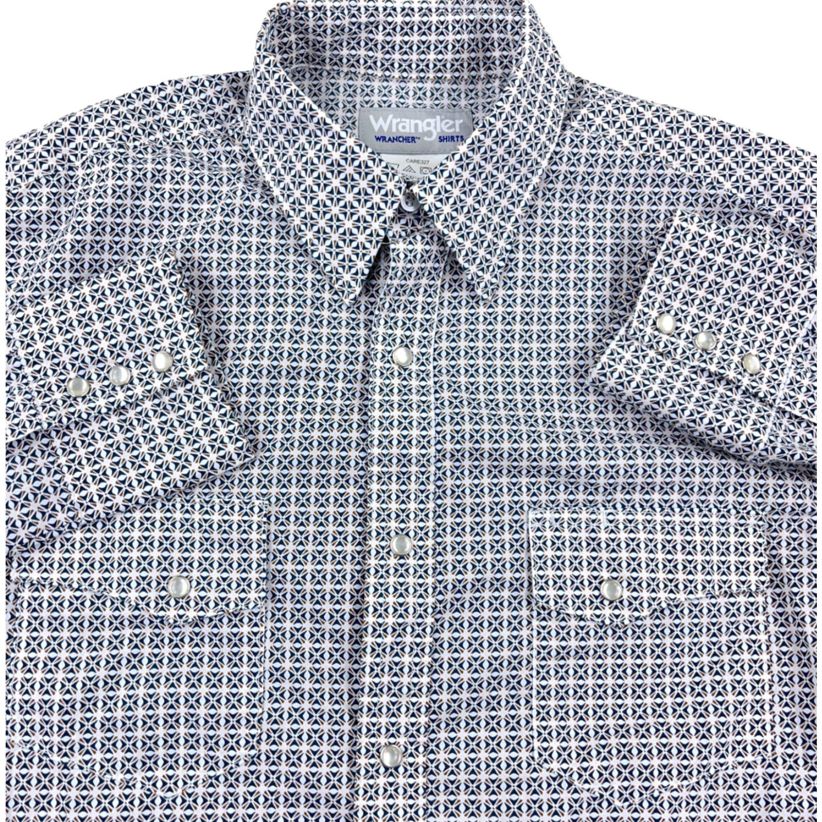 Wrangler Wrangler Western Shirt Men Medium Pearl Snap Geometric Cowboy Wrancher Pockets Size US M / EU 48-50 / 2 - 2 Thumbnail