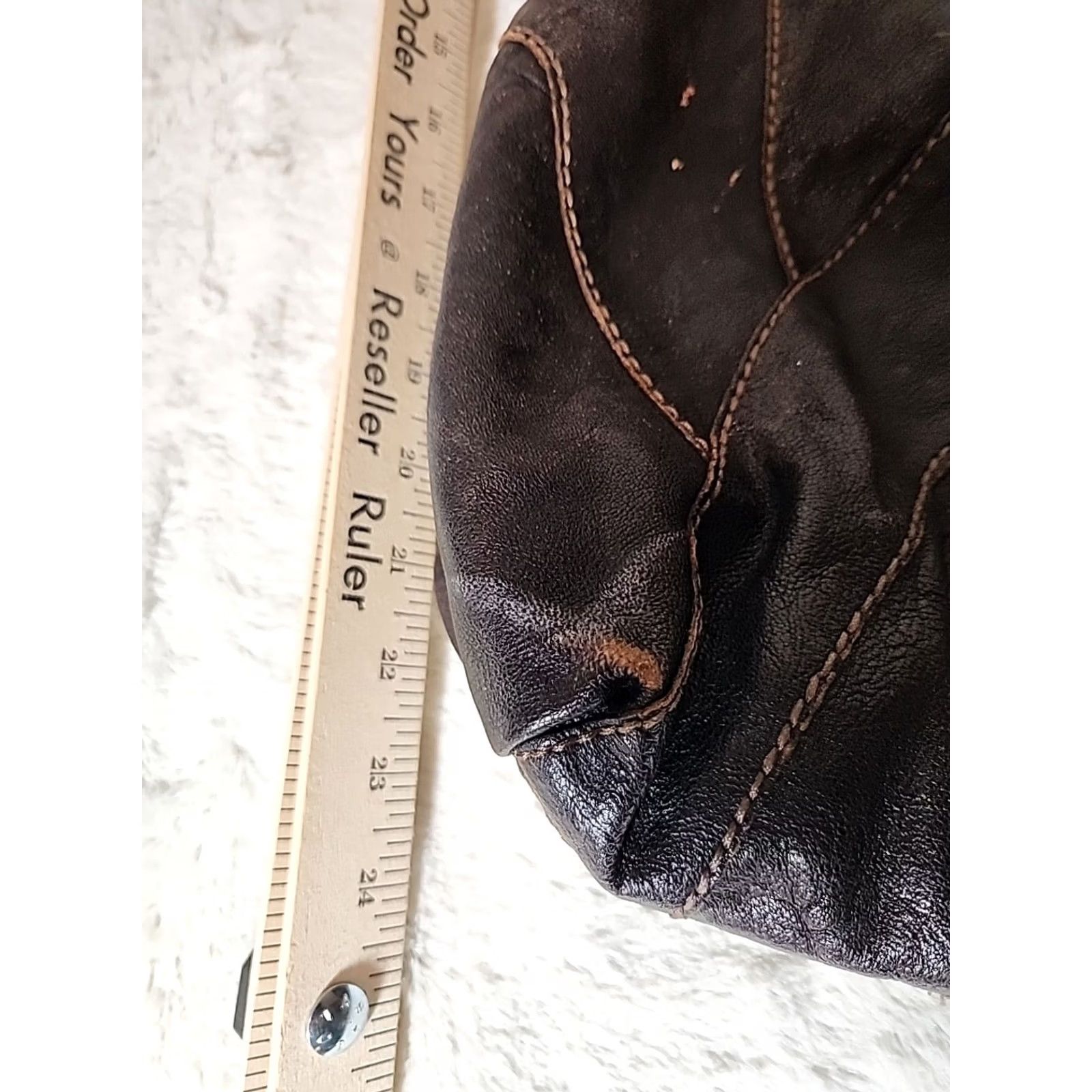 Fossil Fossil Handbag Hobo Bag Leather Patchwork Quilted Brown Large 23X13" Womens Vintage Bag Purse Size ONE SIZE - 4 Thumbnail