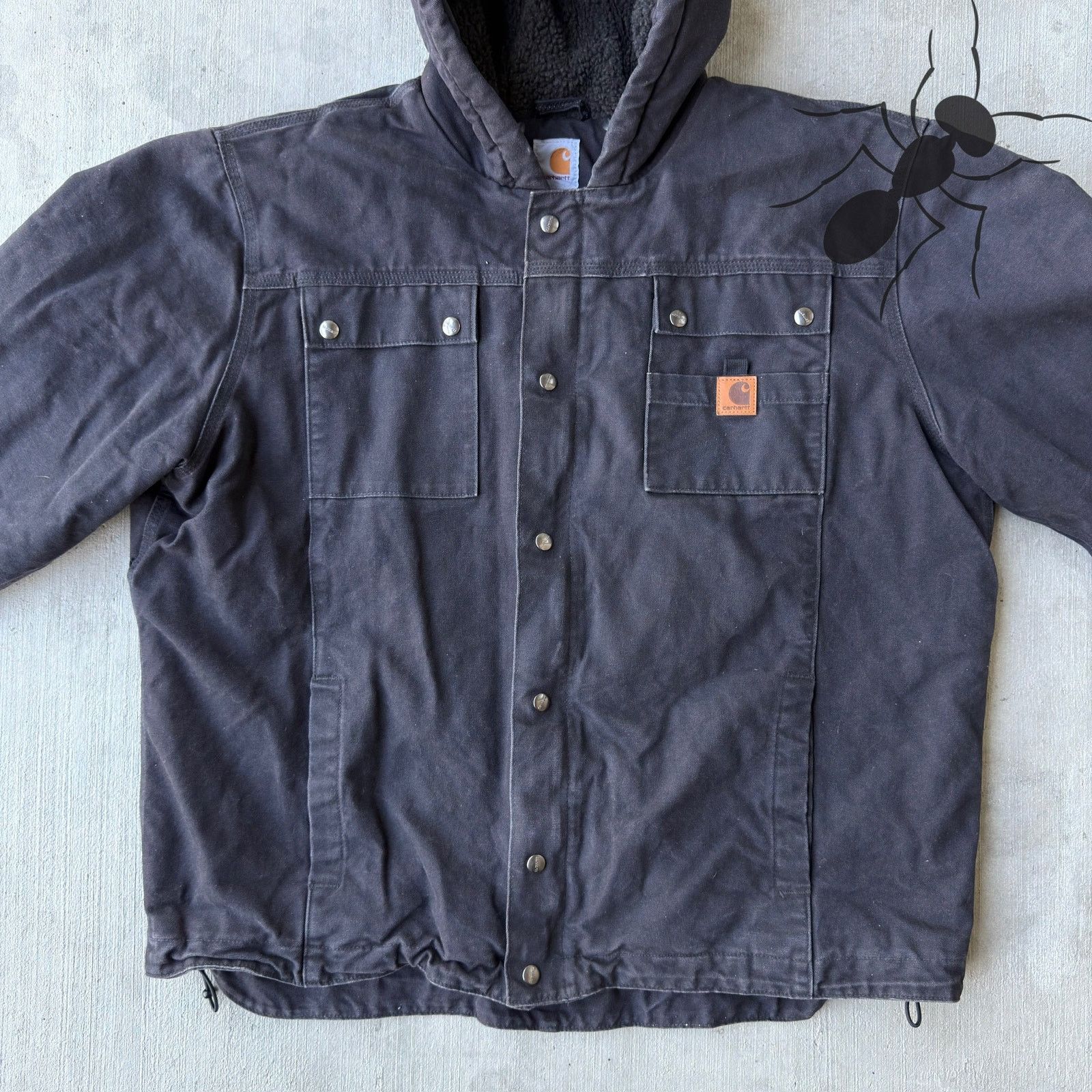 Carhartt × Vintage Carhartt black sherpa hooded work wear jacket Size US XXL / EU 58 / 5 - 2 Thumbnail