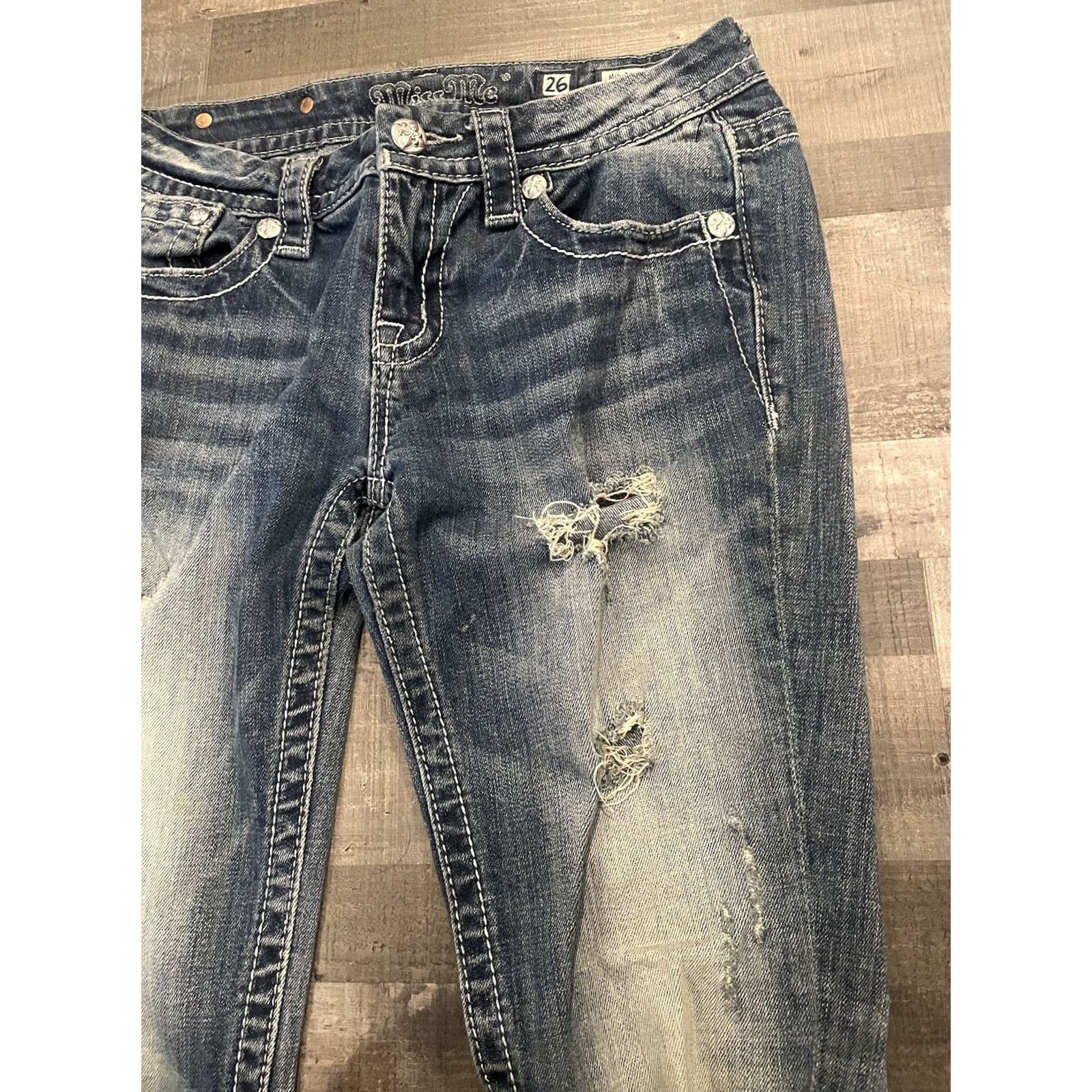 Miss Me Miss Me Jeans Woman Skinny Mid Rise 26 Blue Denim 5-Pocket Stretch Cotton Blend Slim Vintage: No (F47) Size 26" / US 2 / IT 38 - 5 Thumbnail