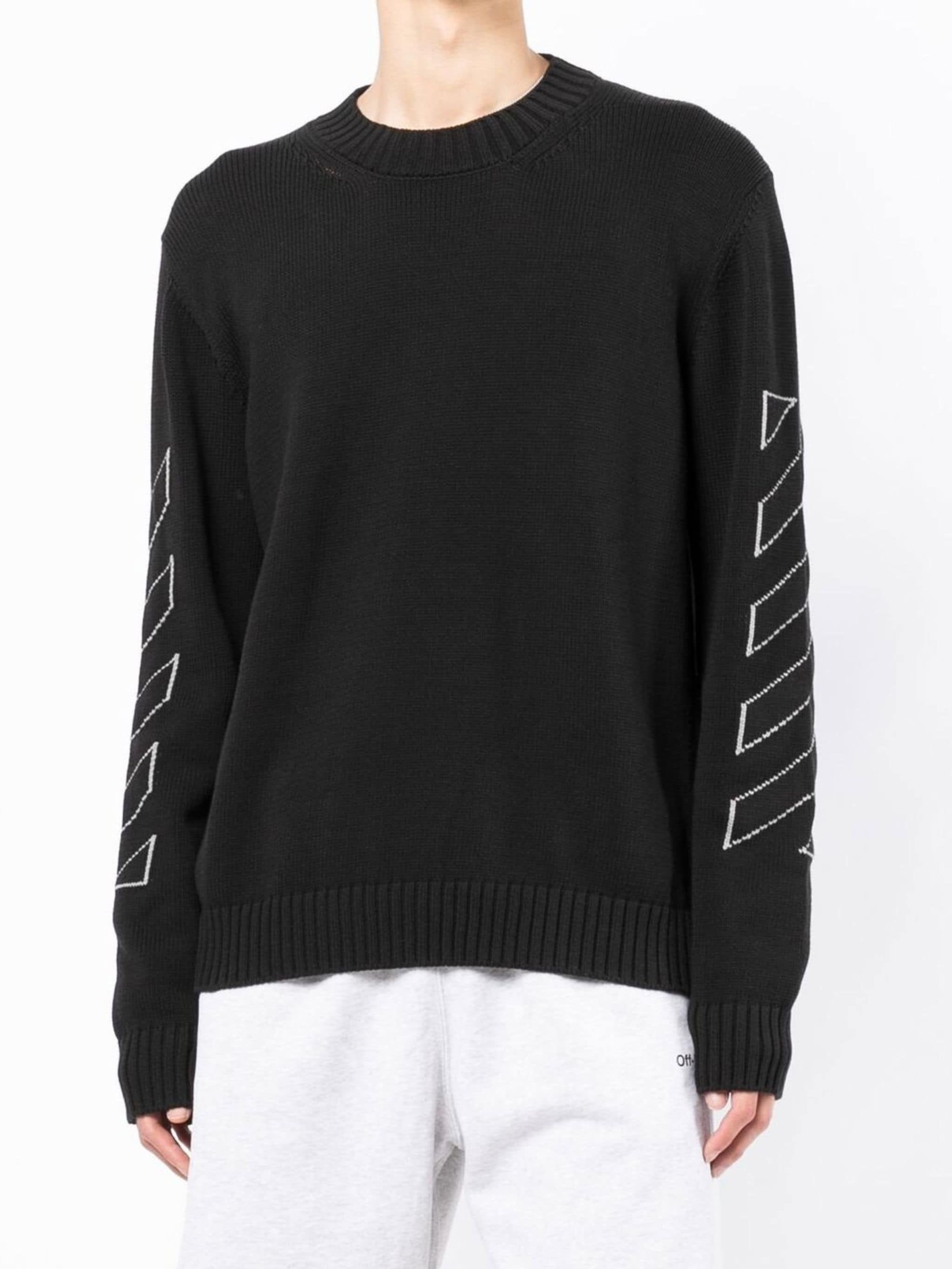Off-White o1w1db10824 Diag Outline Knit Crewneck in Black Size US S / EU 44-46 / 1 - 3 Thumbnail
