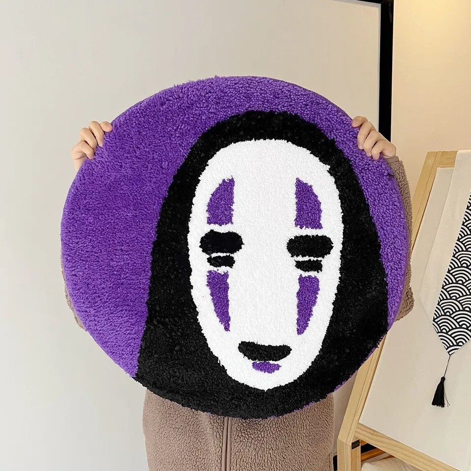 Japanese Brand × Vintage Handmade Tufted Rug Soft Smile Face Carpet 60x60cm Size ONE SIZE - 4 Thumbnail