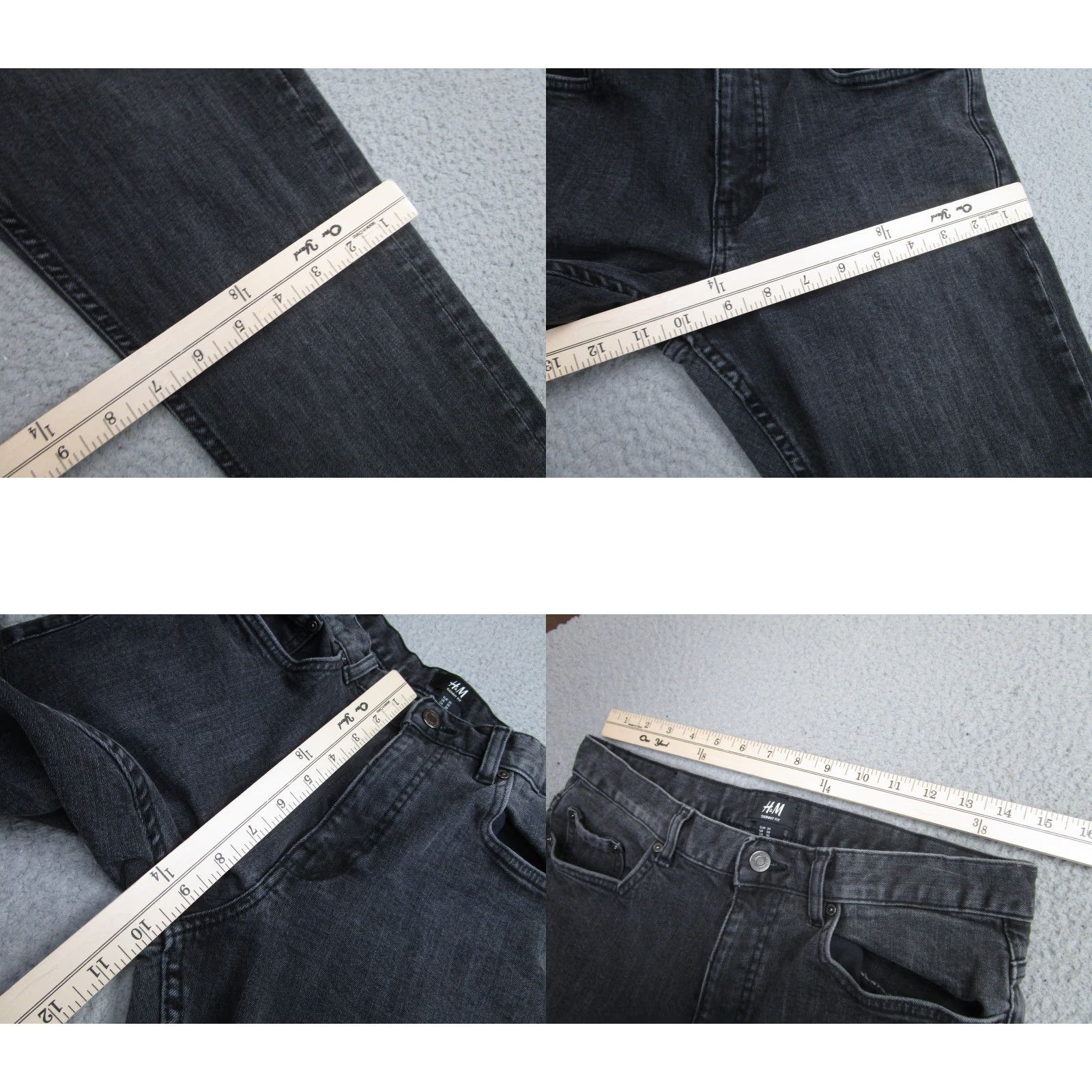 H&M H&M Jeans Mens 30x31 Charcoal Gray Skinny Fit Stretch Denim Casual Pants Size US 30 / EU 46 - 8 Thumbnail