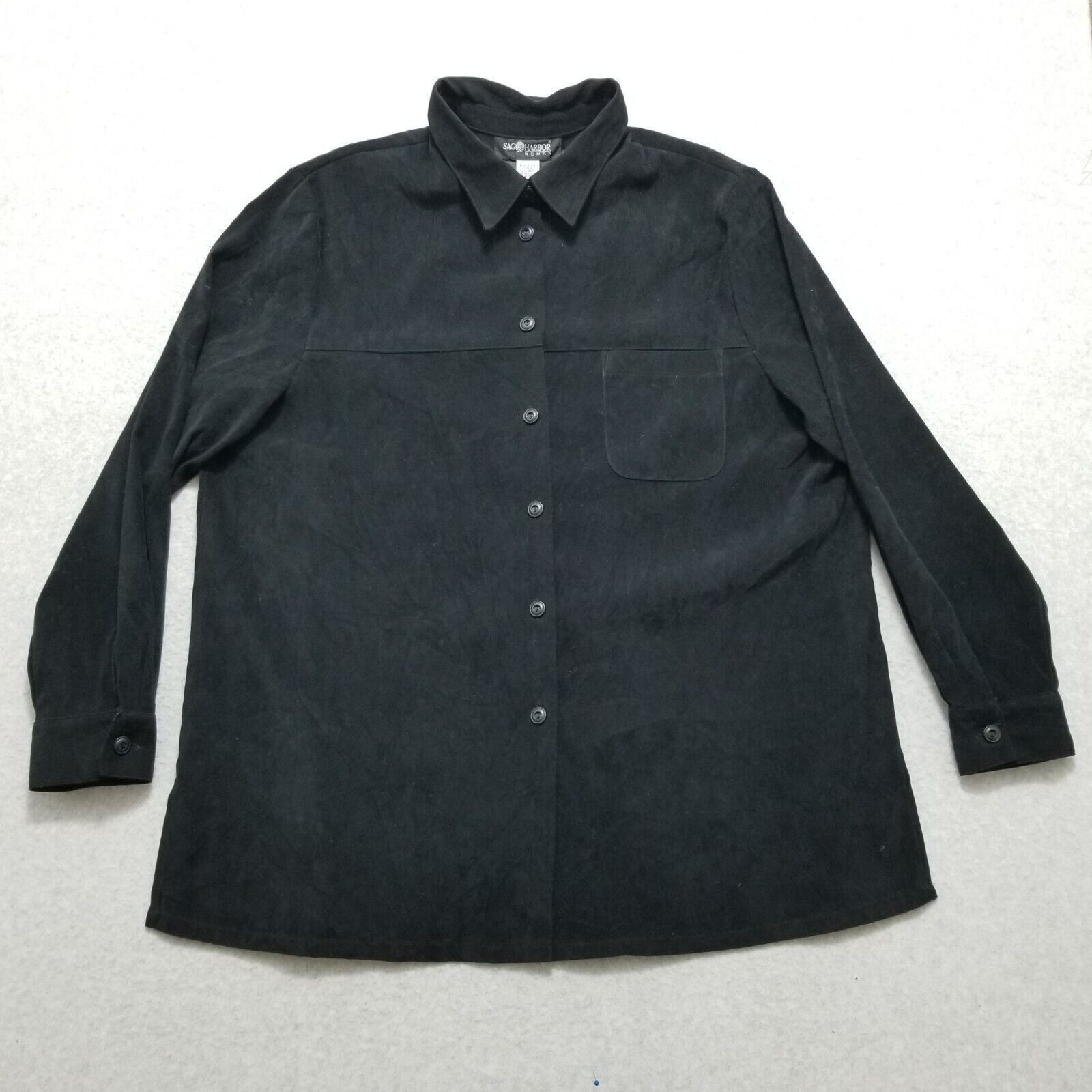 Other Sag Harbor Shirt 18W Black Button Up Pocket Long Sleeve Size XXL / US 16-18 / IT 52-54 - 1 Thumbnail