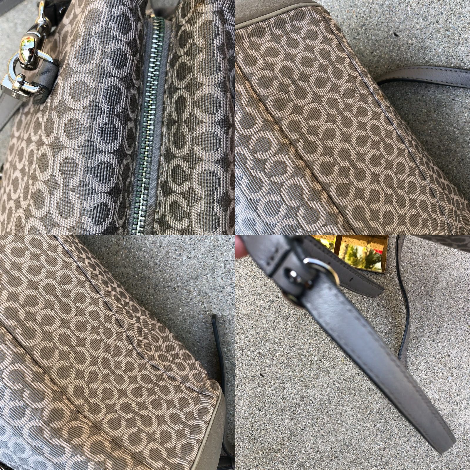 Coach VINTAGE COACH Madison Monogram Grey Canvas Leather Purse Satchel/Top Handle Bag Medium Women Size ONE SIZE - 9 Thumbnail