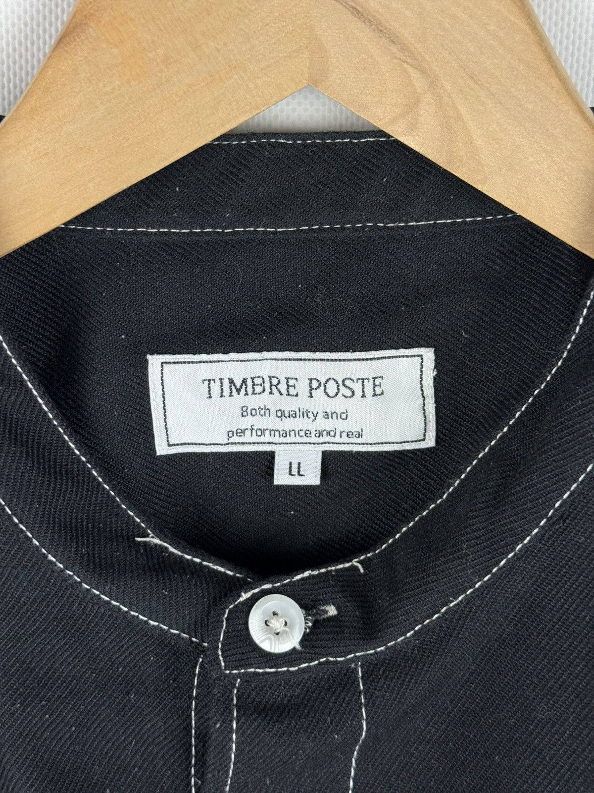 Other Timbre Poste Long Sleeve Japanese Collarless Button Up Shirt Size US L / EU 52-54 / 3 - 11 Thumbnail