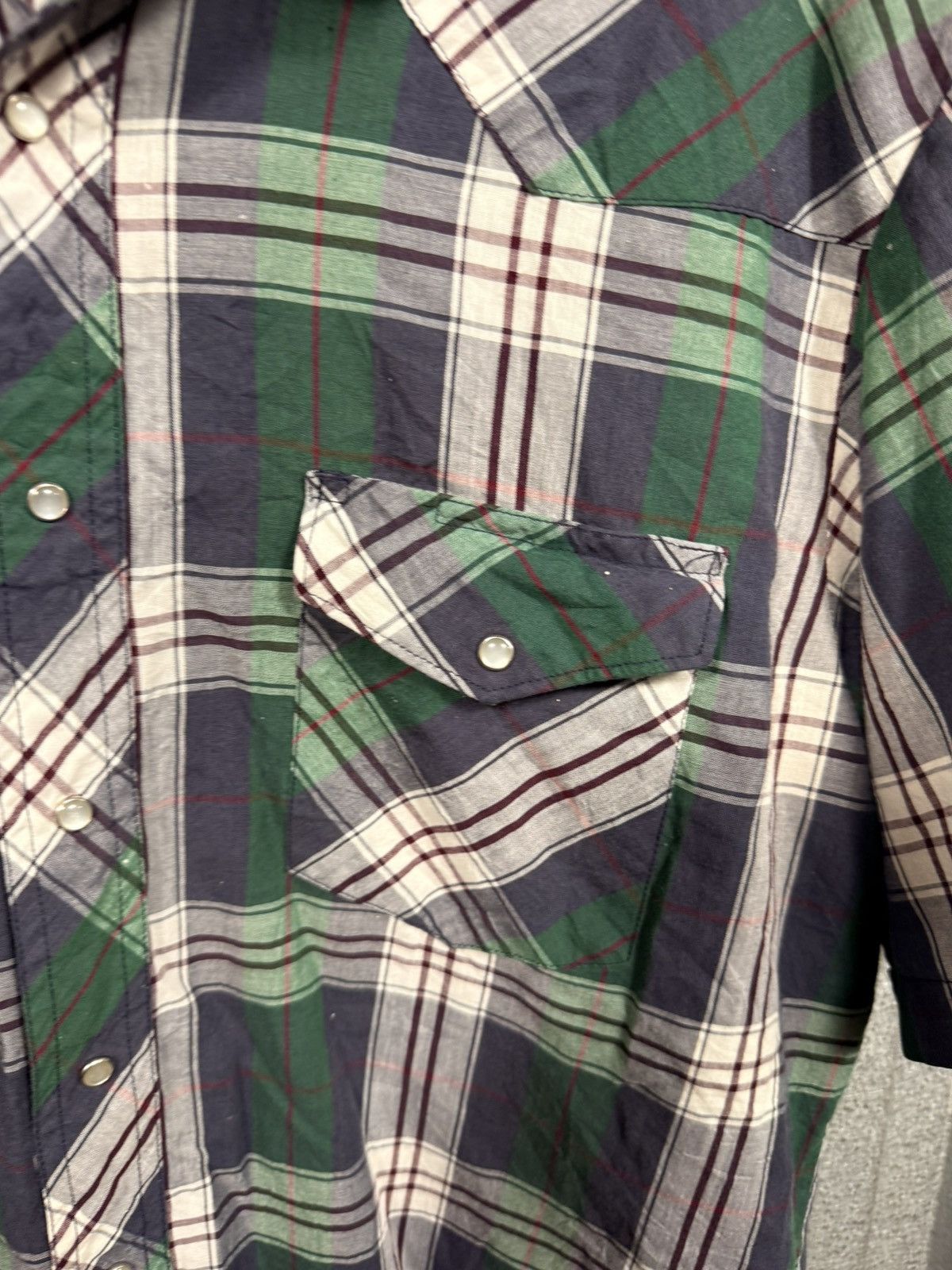 Wrangler Vintage Western Wrangler Pearl Snap Short Sleeve Cowboy Shir Size US L / EU 52-54 / 3 - 4 Thumbnail