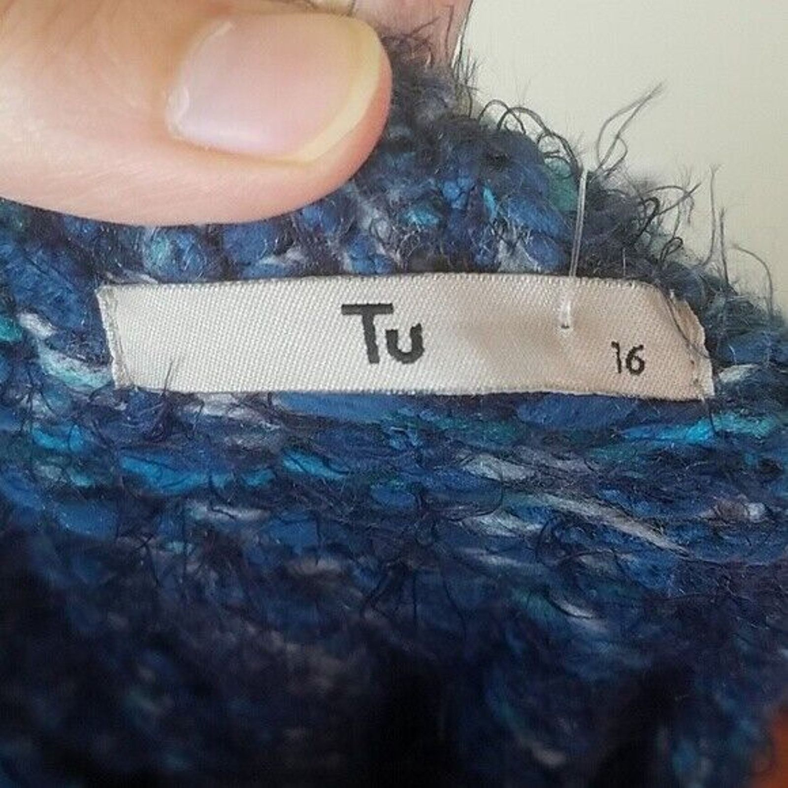 Tumi TU Sweater16 Blue Fuzzy Comfy Cozy Pullover Jumper Casual Size XXL / US 16-18 / IT 52-54 - 5 Thumbnail